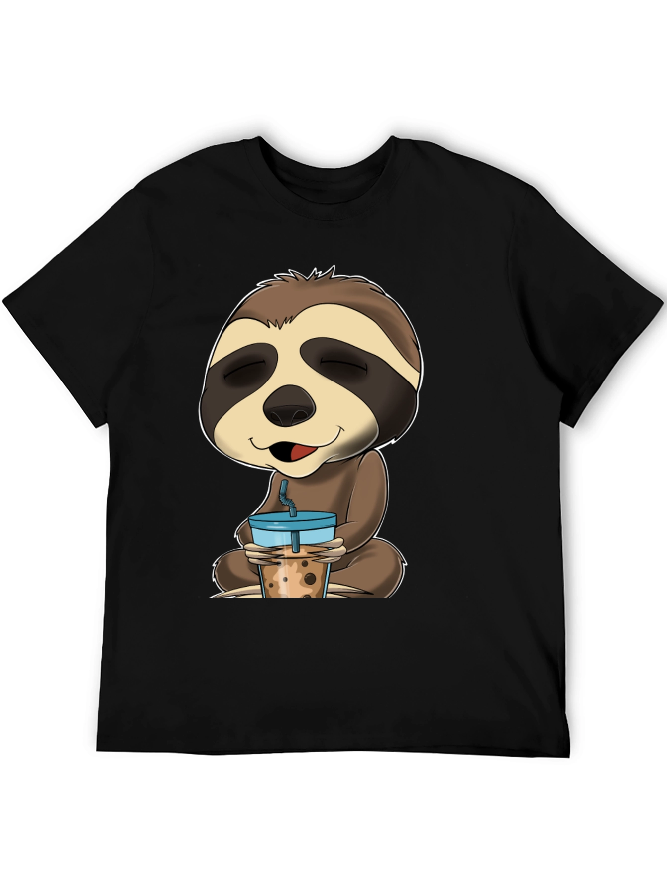 Sloth Boba Tea Graphic Tee - Relaxed Comfort