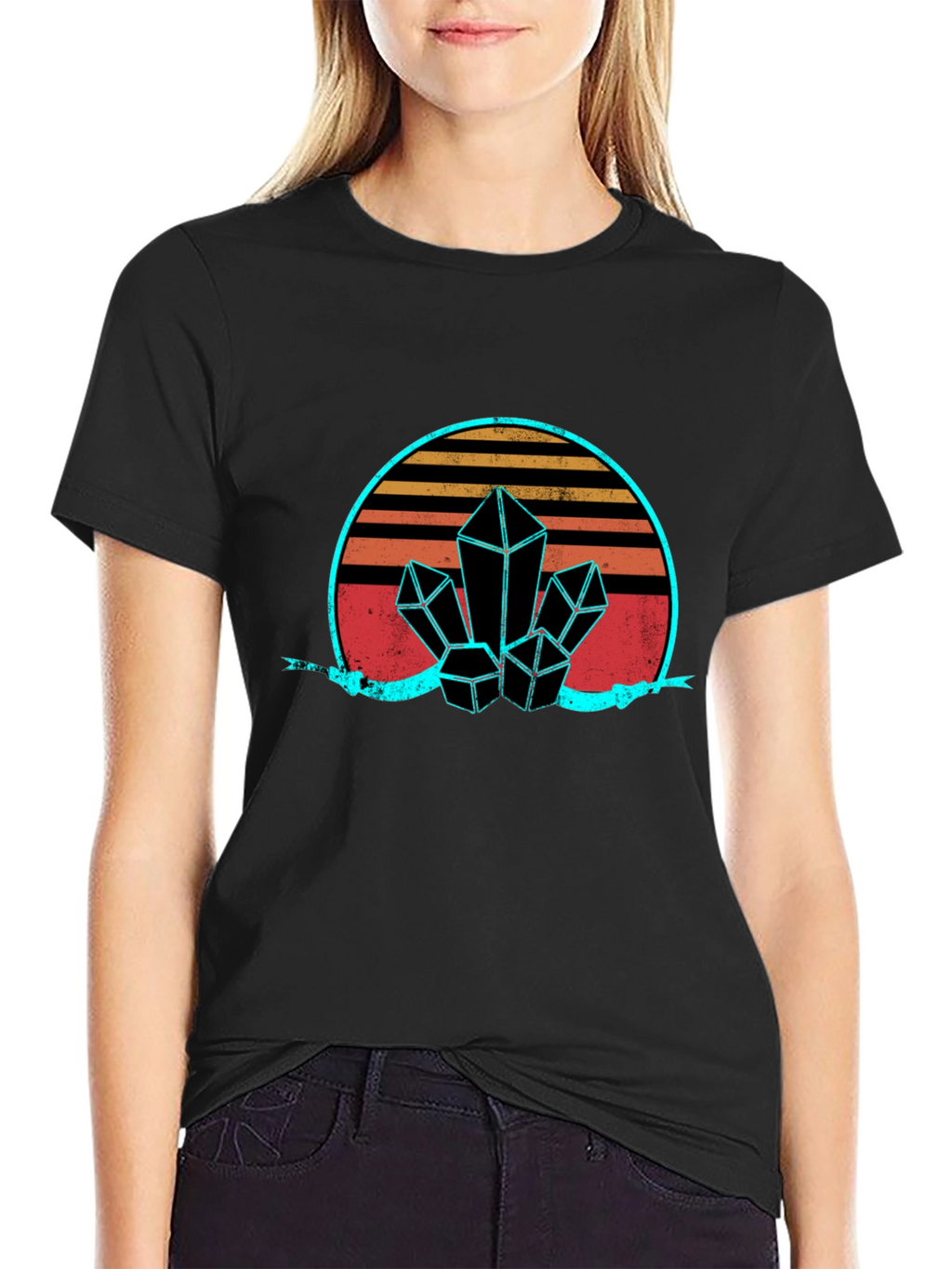 Retro Crystal Graphic Tee - Black