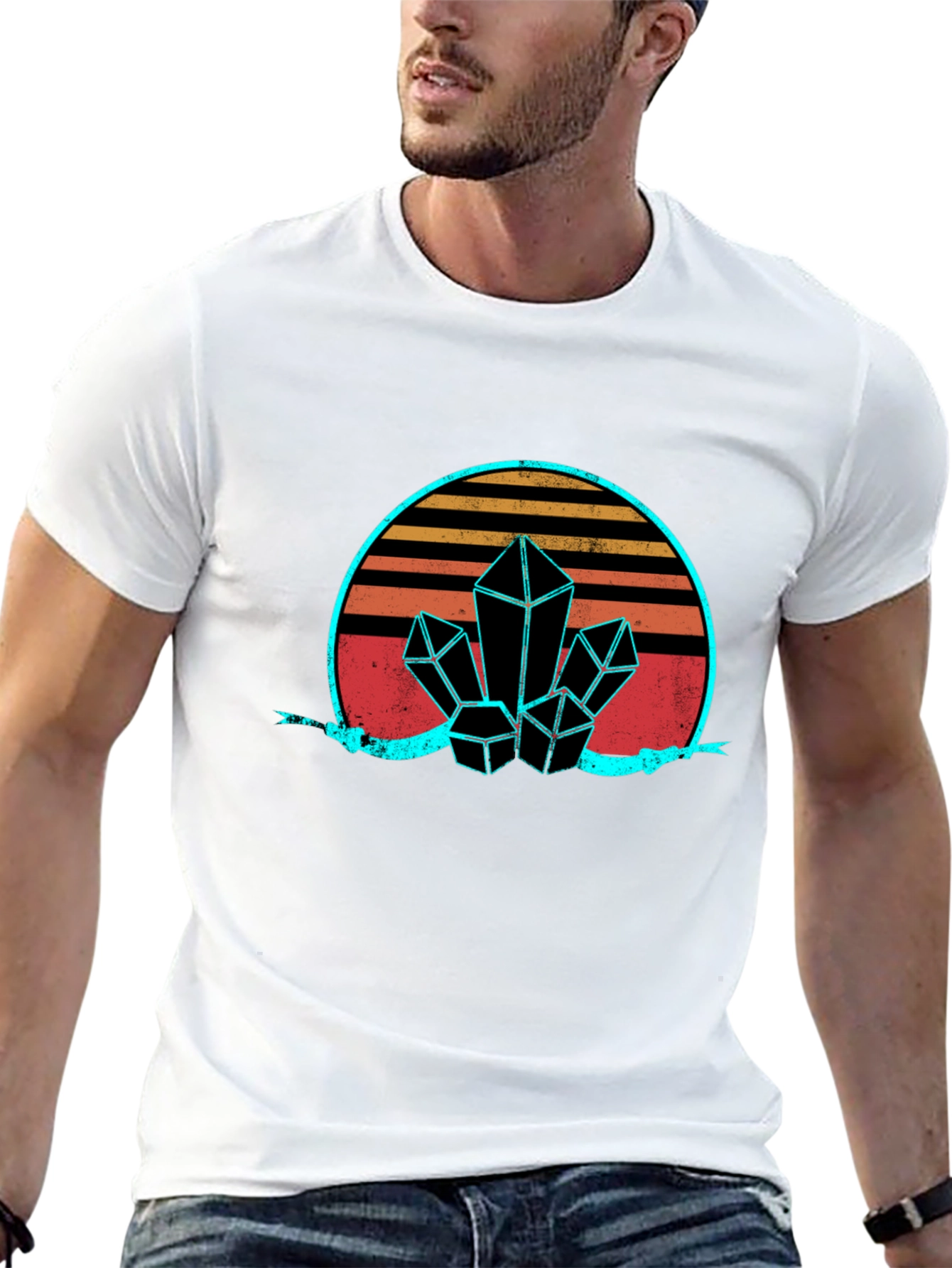 Retro Crystal Graphic Tee - Black