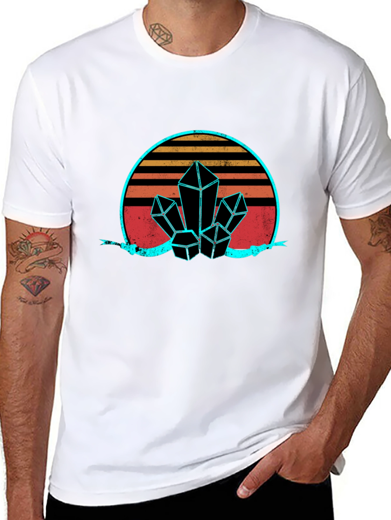 Retro Crystal Graphic Tee - Black