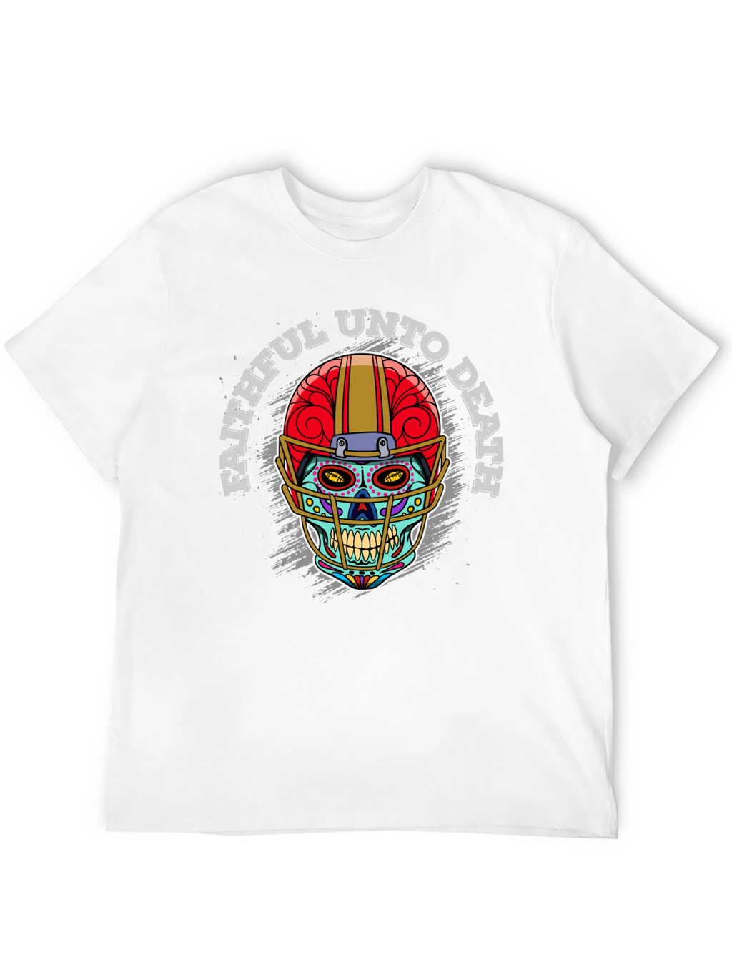 Faithful Unto Death Sugar Skull Football T-Shirt
