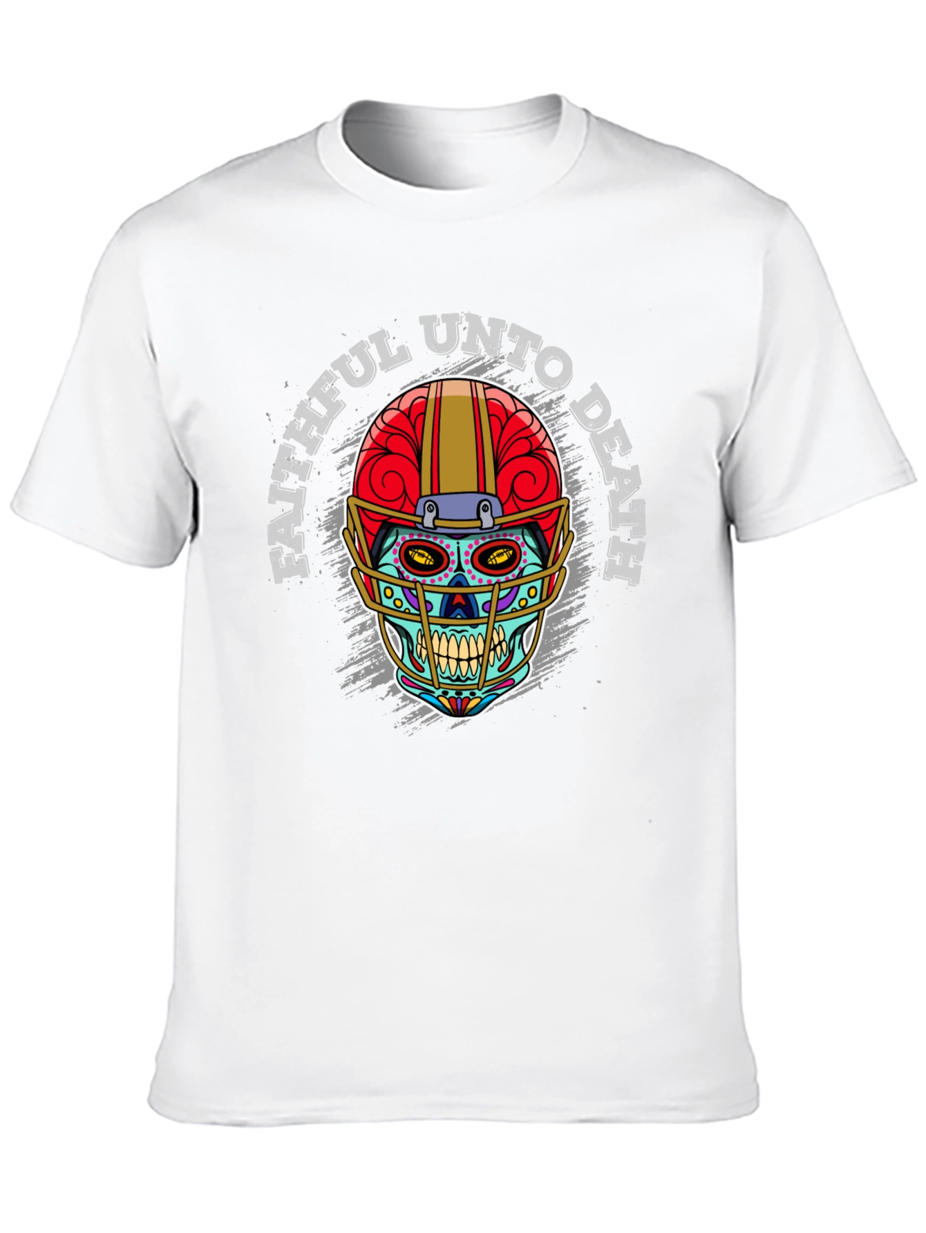 Faithful Unto Death Sugar Skull Football T-Shirt