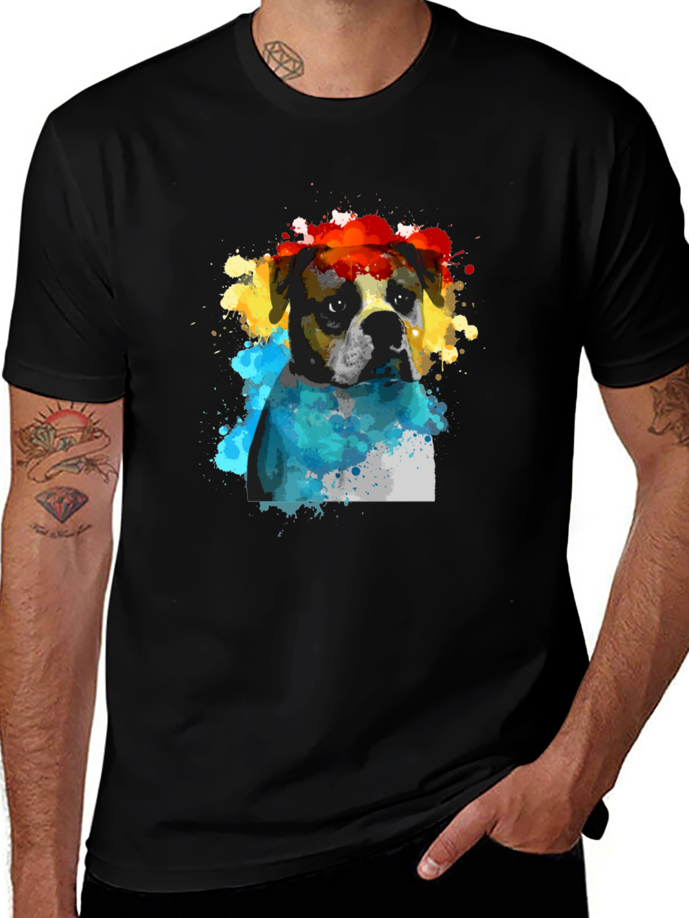 Watercolor Bulldog Graphic Tee - Artistic Dog Lovers T-Shirt