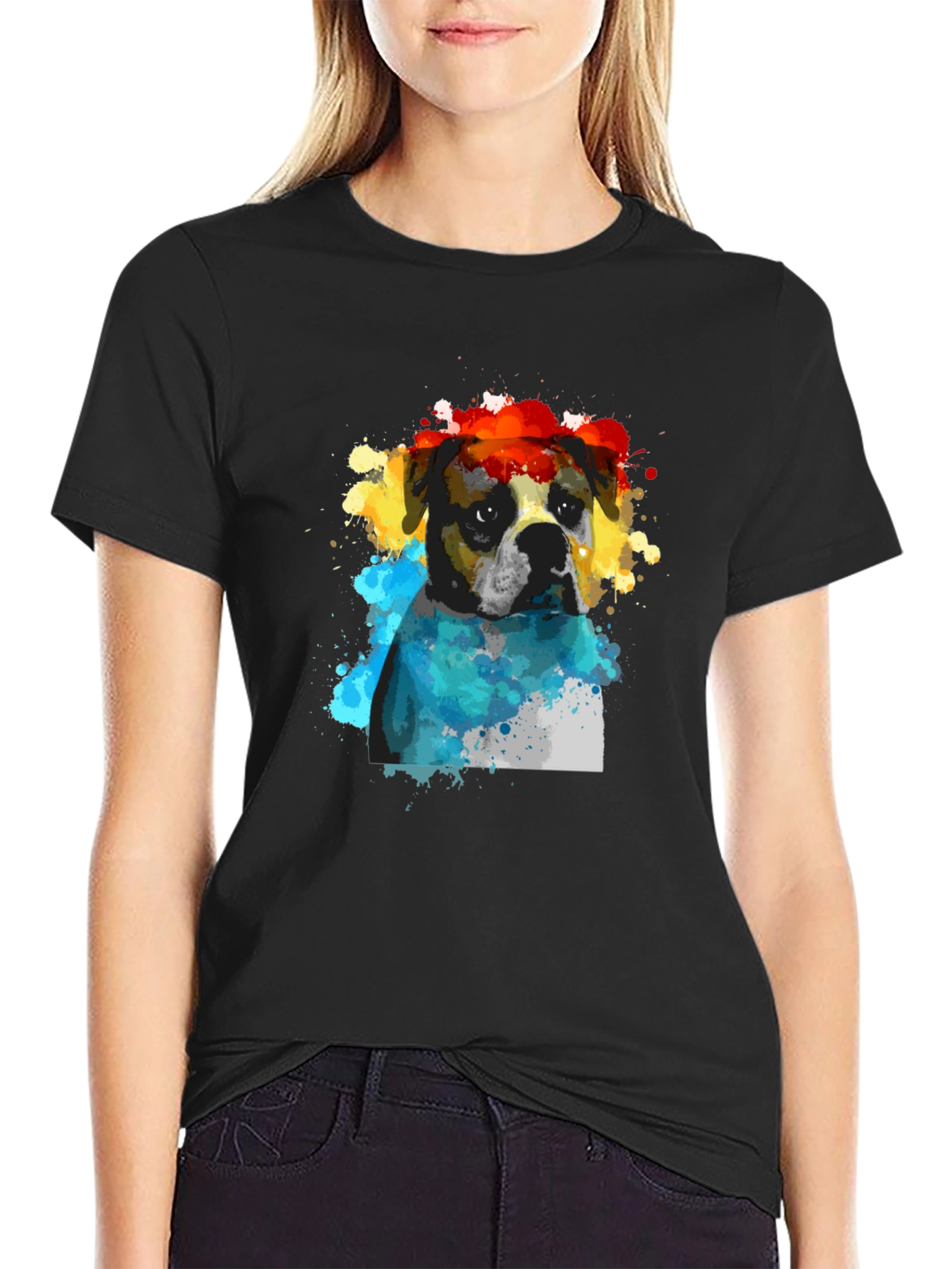 Watercolor Bulldog Graphic Tee - Artistic Dog Lovers T-Shirt