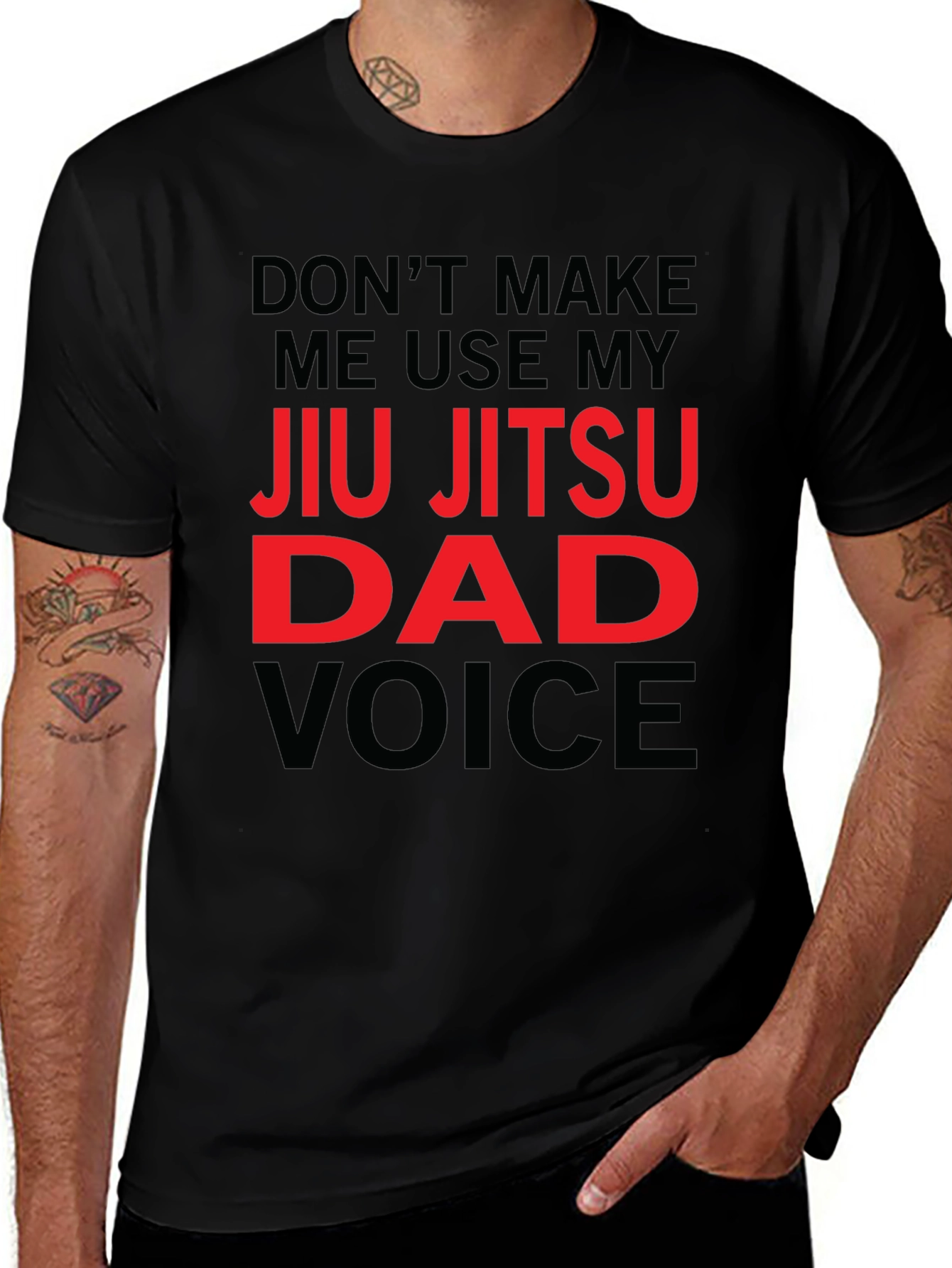Jiu Jitsu Dad Voice Graphic Tee - Black Cotton Blend T-Shirt