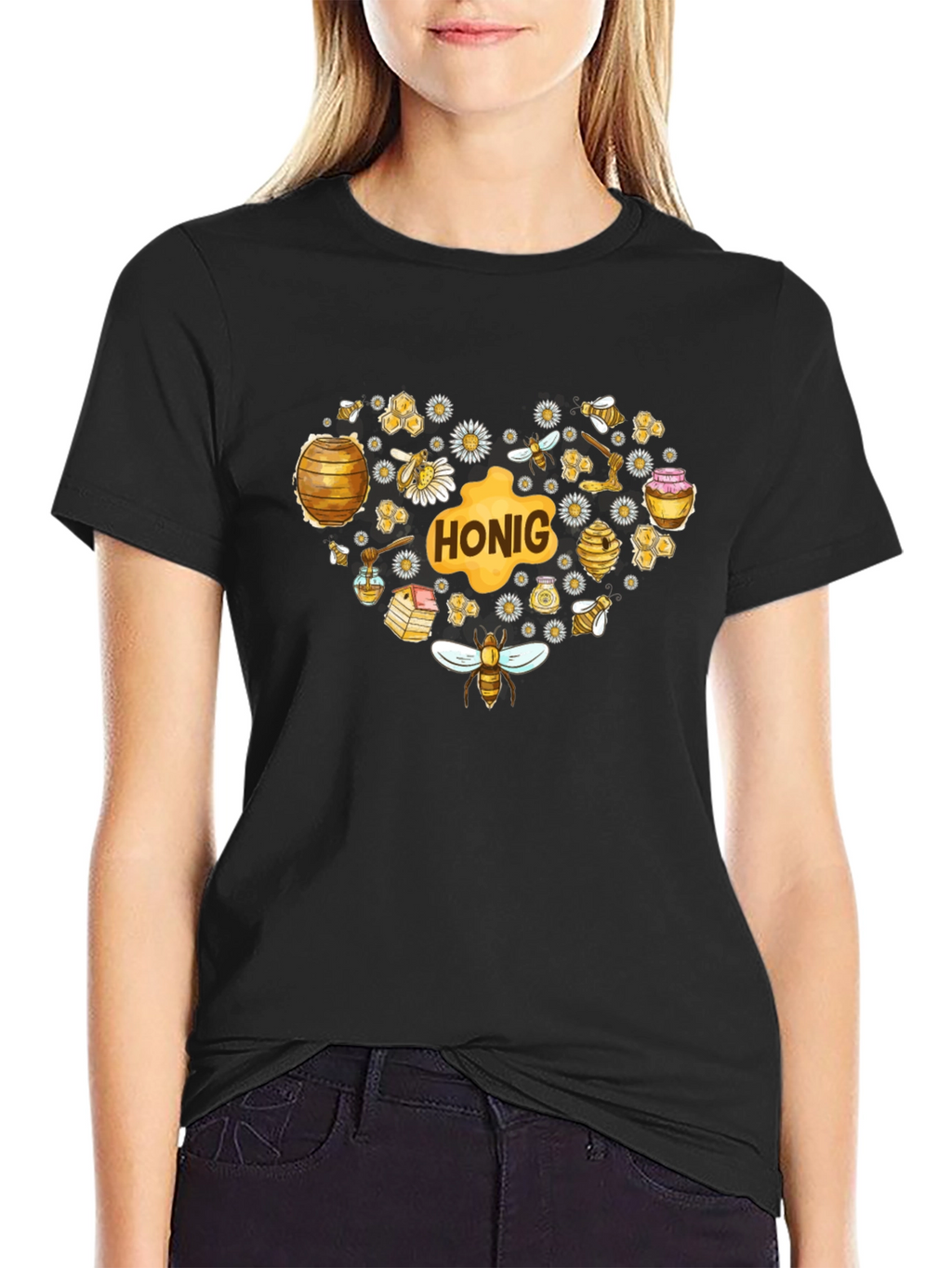 Honey Heart Graphic Tee - Black T-Shirt