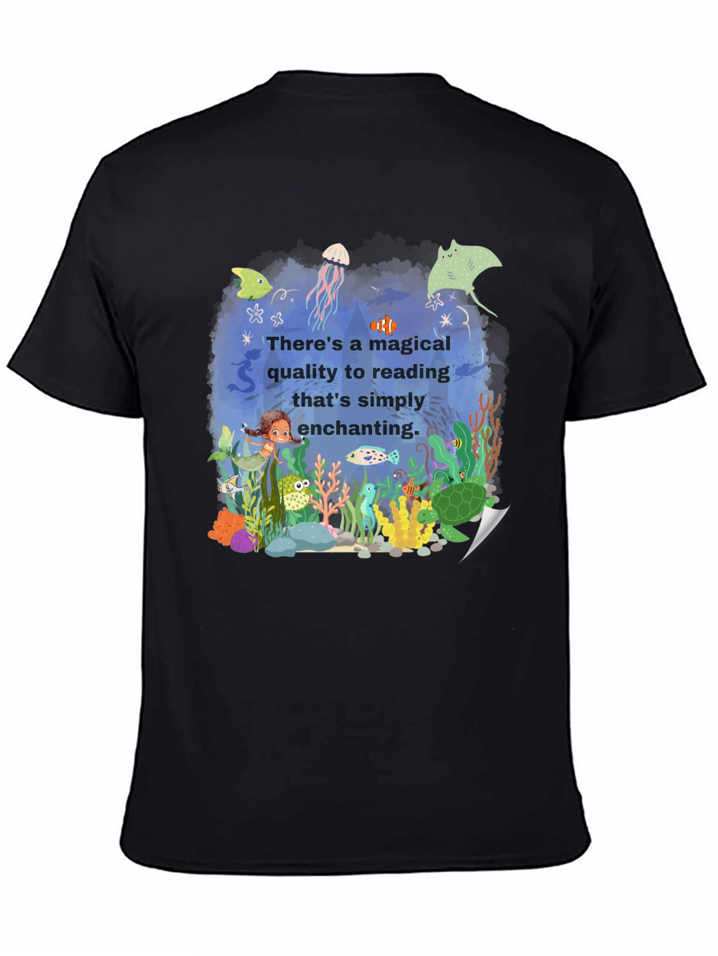 Magical Reading T-Shirt: Enchanting Underwater Scene