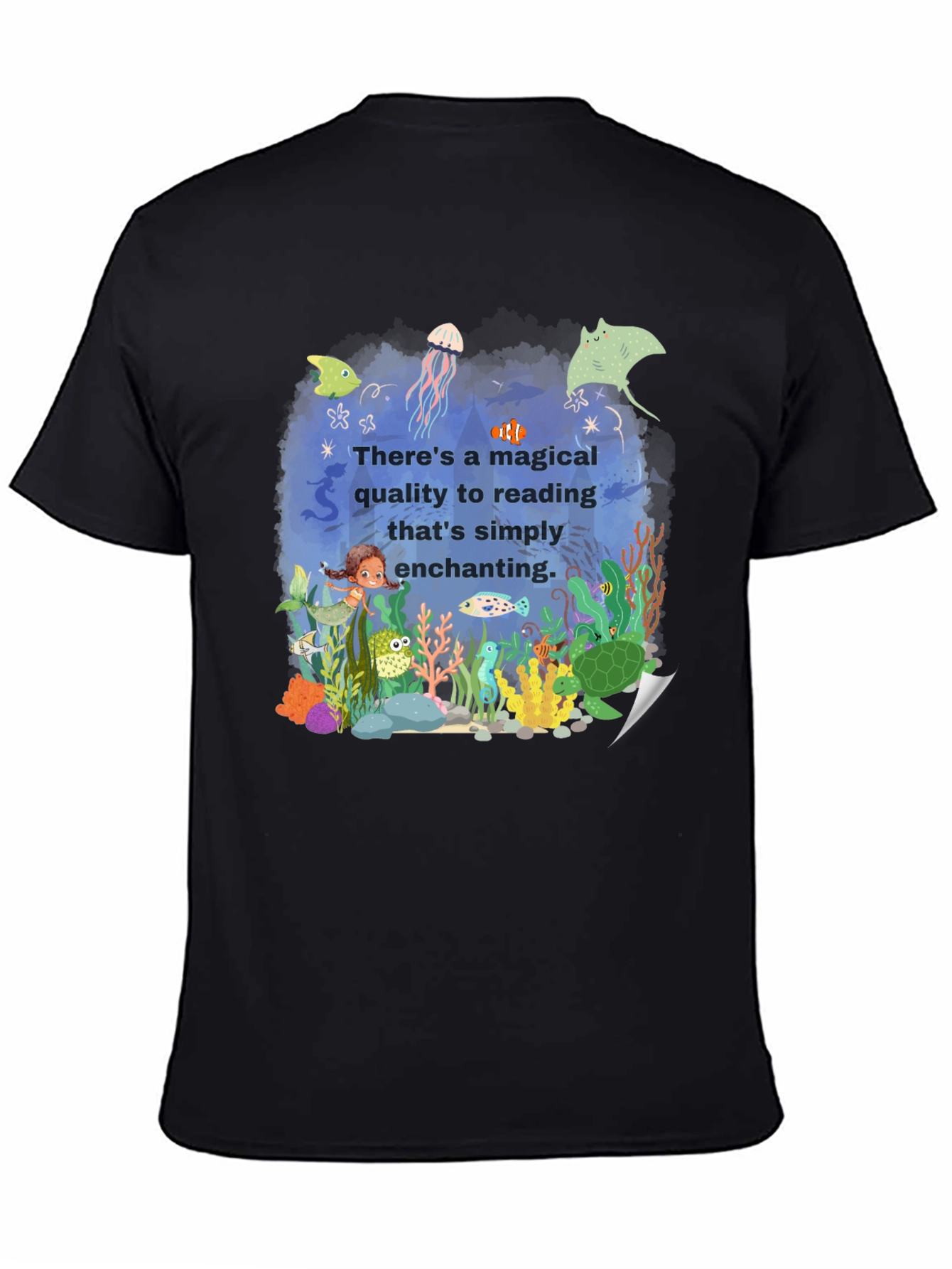 Magical Reading T-Shirt: Enchanting Underwater Scene