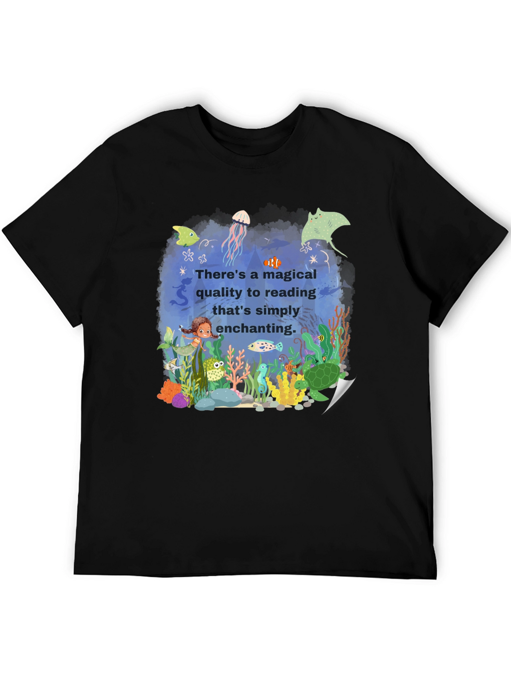 Magical Reading T-Shirt: Enchanting Underwater Scene