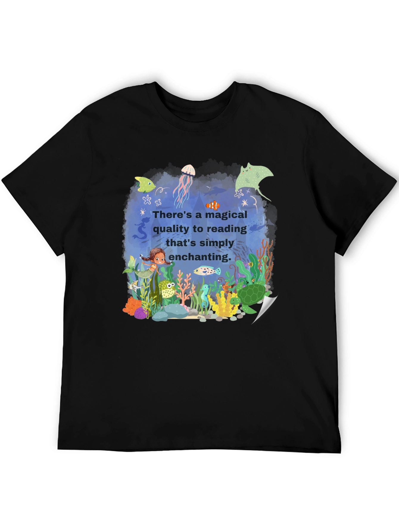 Magical Reading T-Shirt: Enchanting Underwater Scene