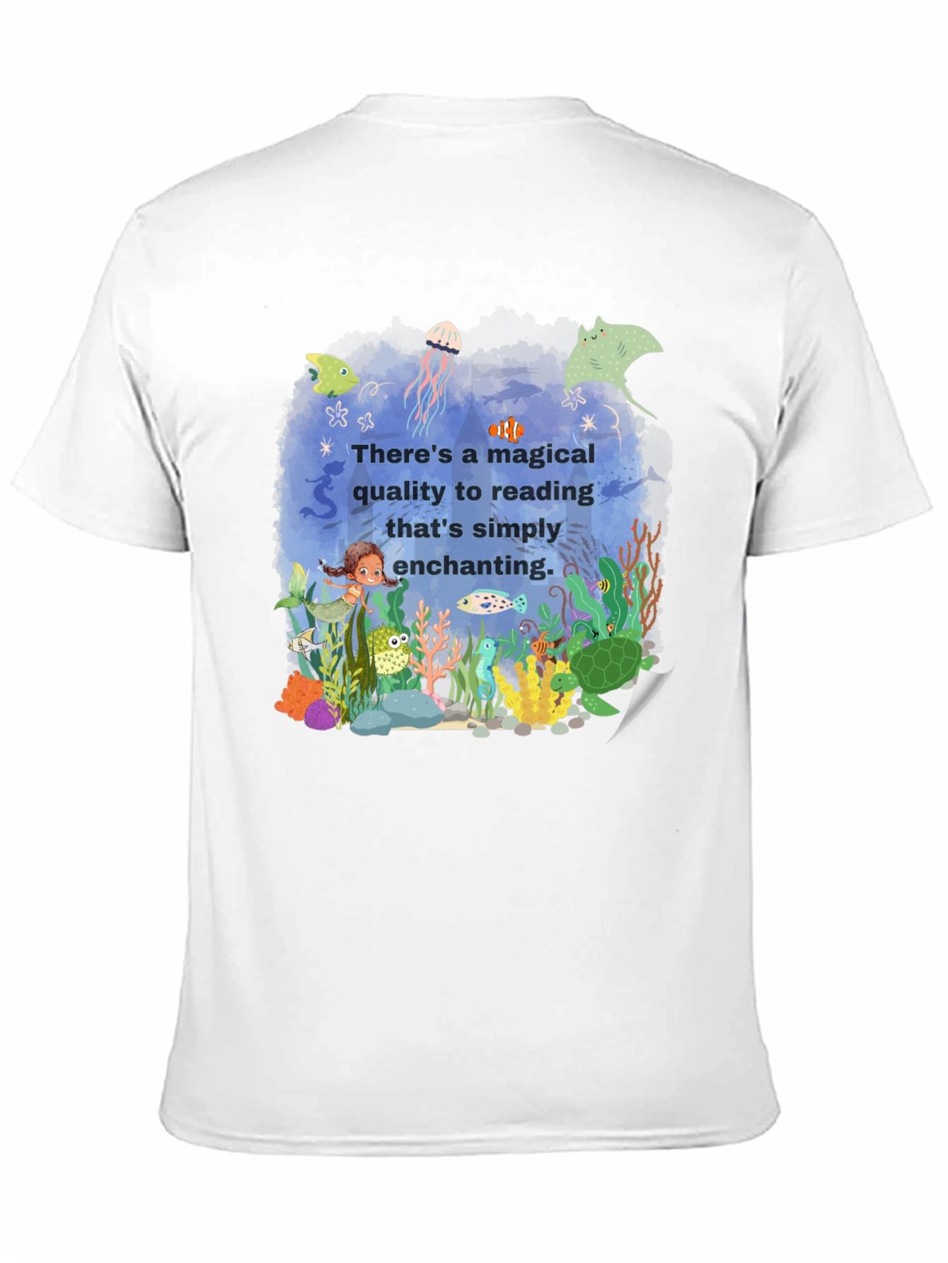 Magical Reading T-Shirt: Enchanting Underwater Scene