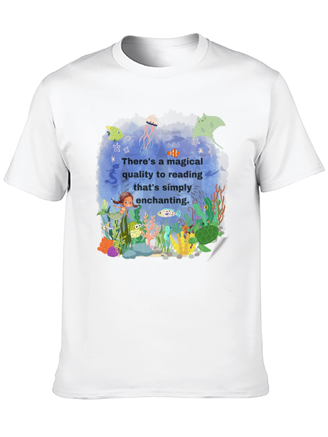 Magical Reading T-Shirt: Enchanting Underwater Scene