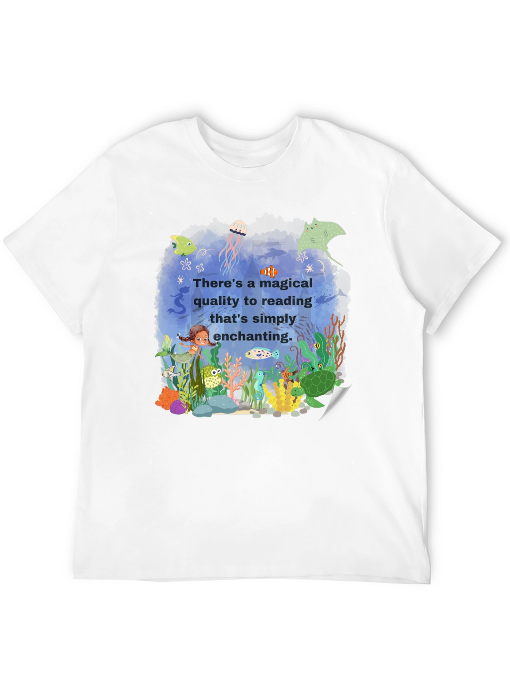 Magical Reading T-Shirt: Enchanting Underwater Scene