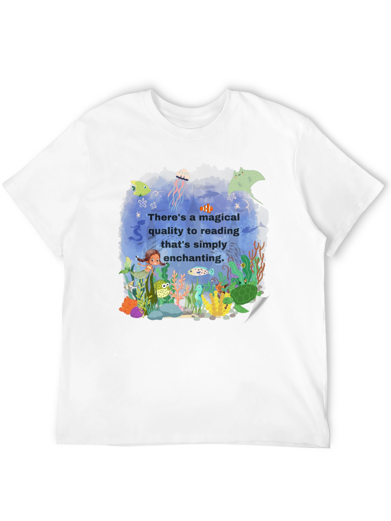Magical Reading T-Shirt: Enchanting Underwater Scene