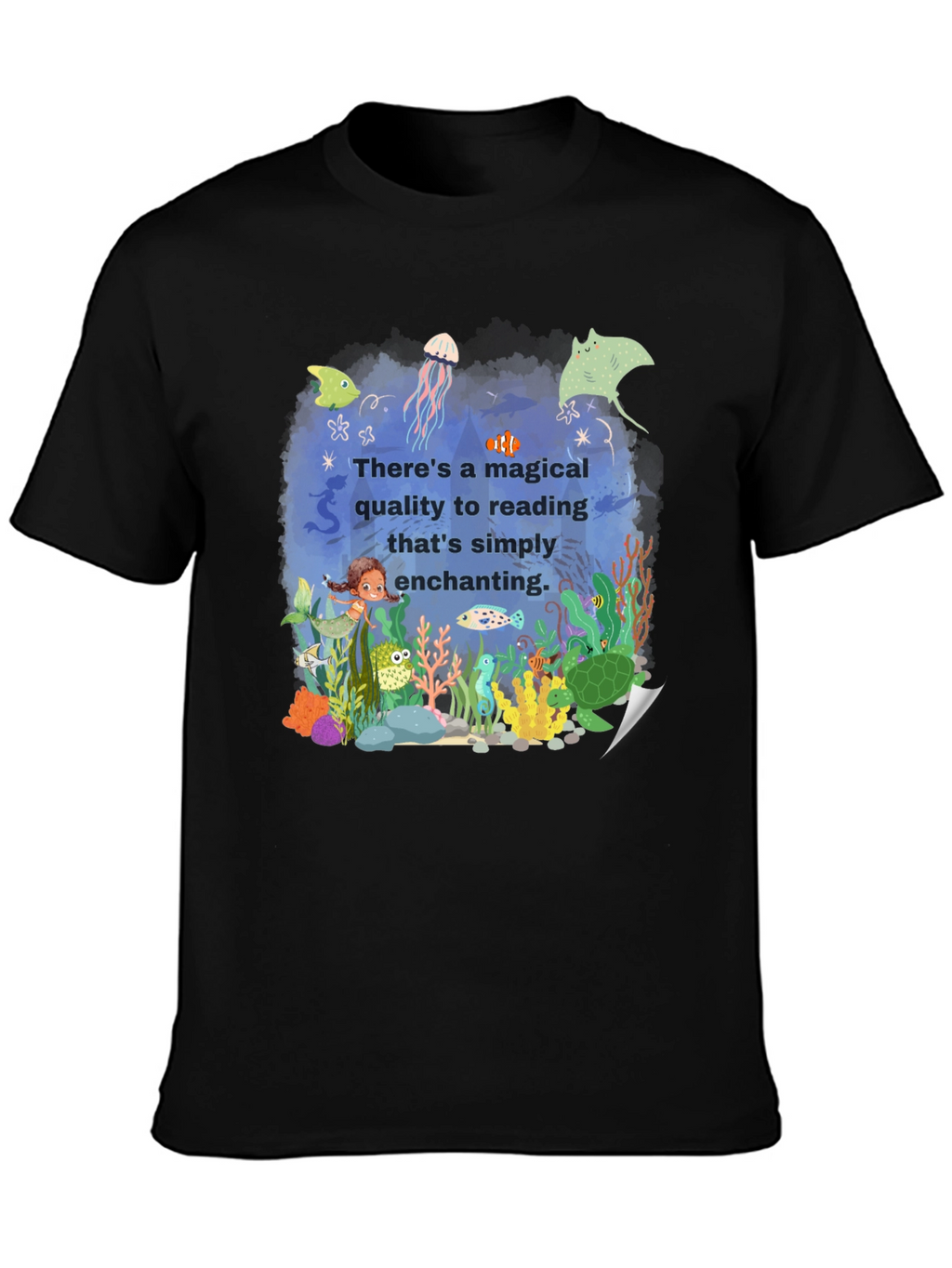 Magical Reading T-Shirt: Enchanting Underwater Scene