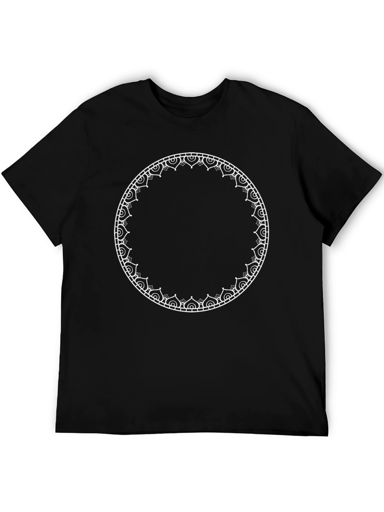 Black Tee with Mandala Circle Graphic