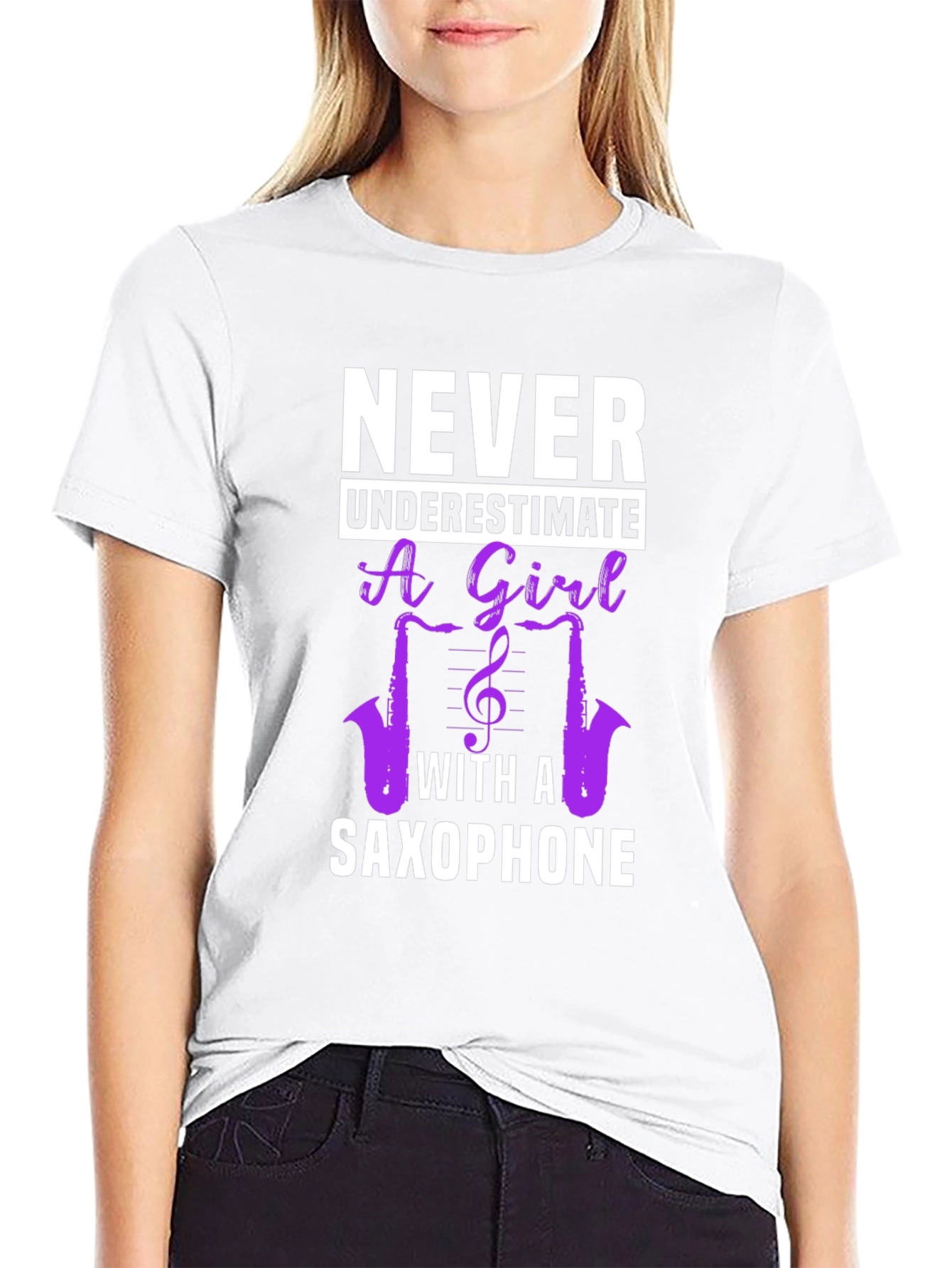 Never Underestimate Saxophone Girl T-Shirt