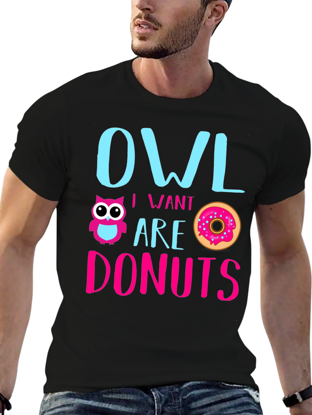 Owl I Want Are Donuts Funny Graphic T-Shirt