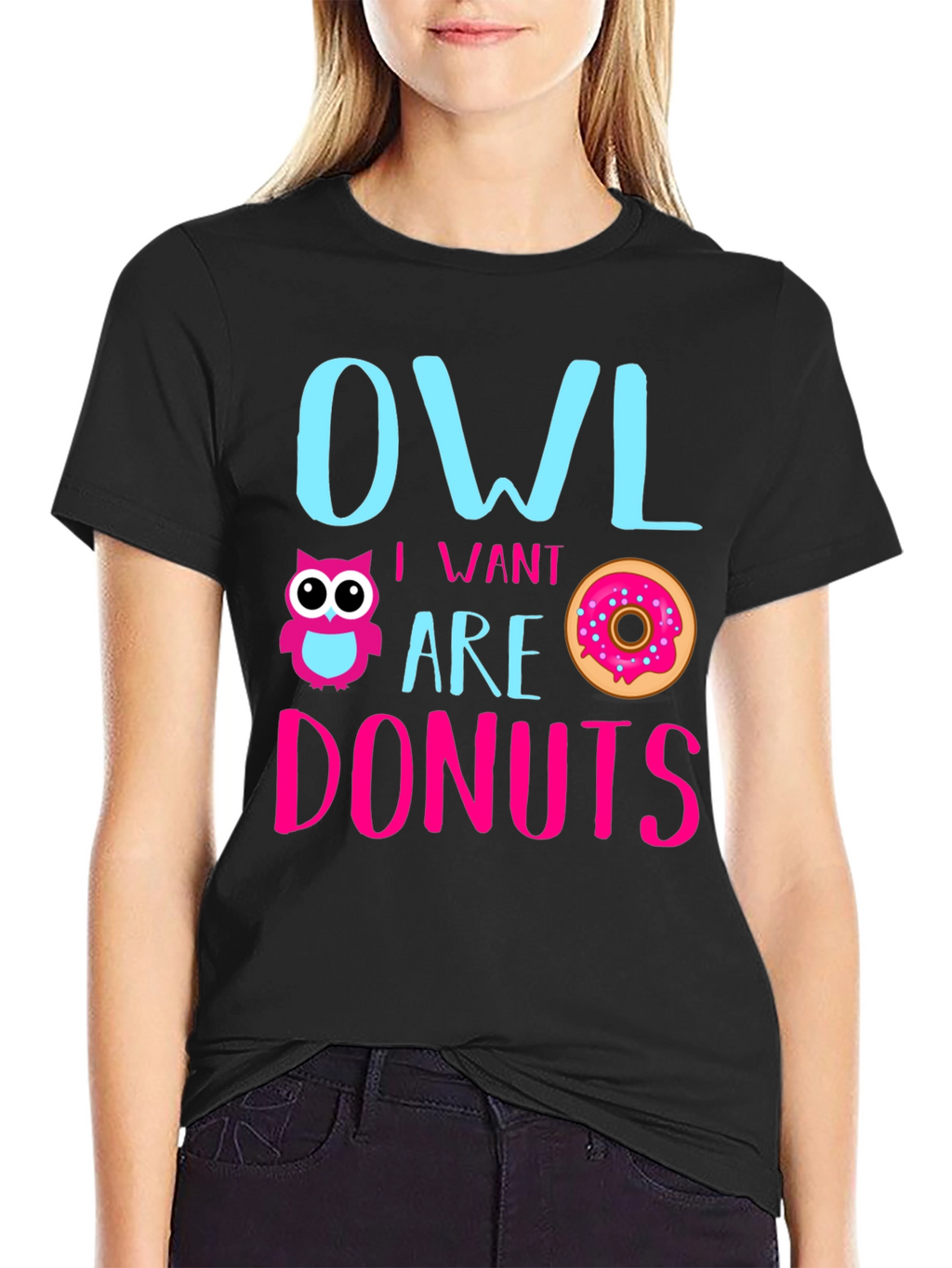 Owl I Want Are Donuts Funny Graphic T-Shirt