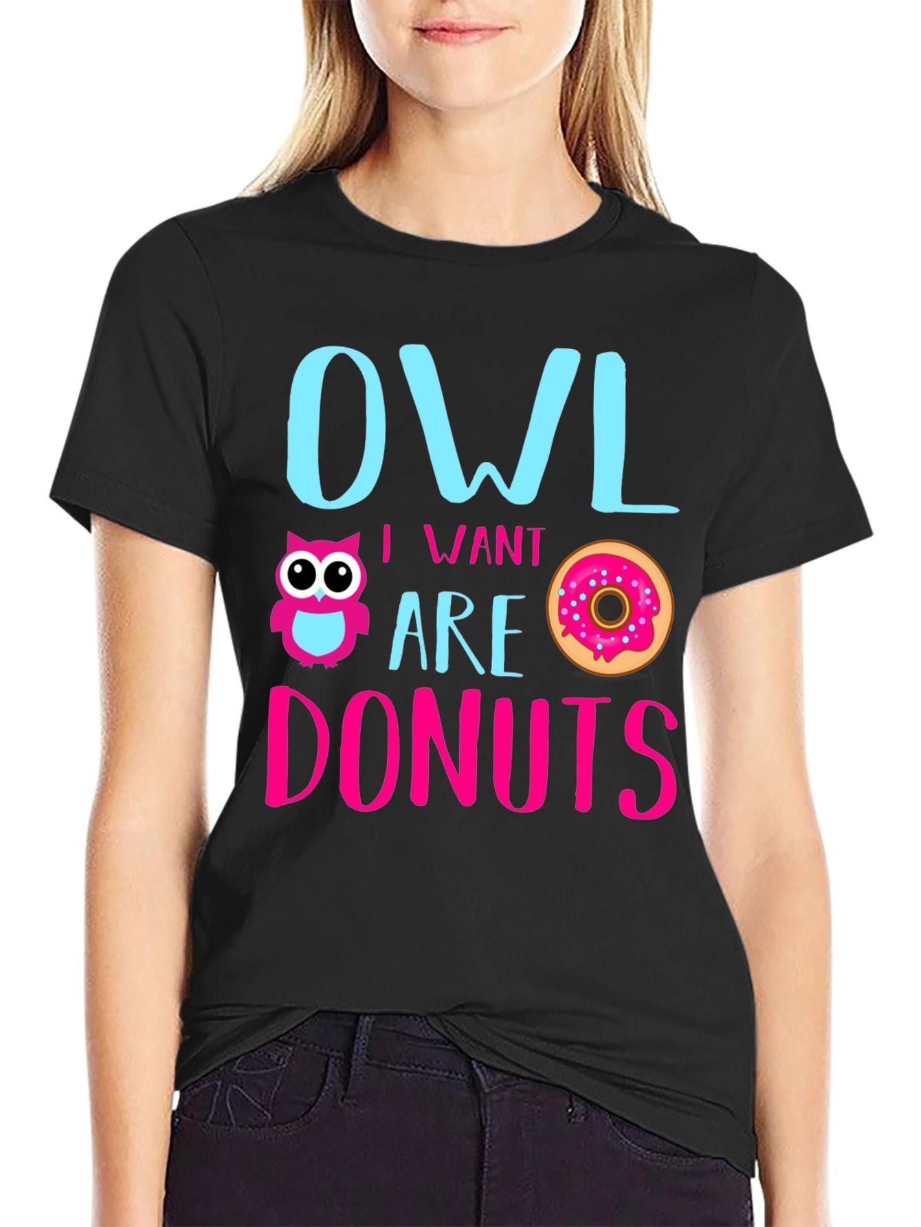 Owl I Want Are Donuts Funny Graphic T-Shirt
