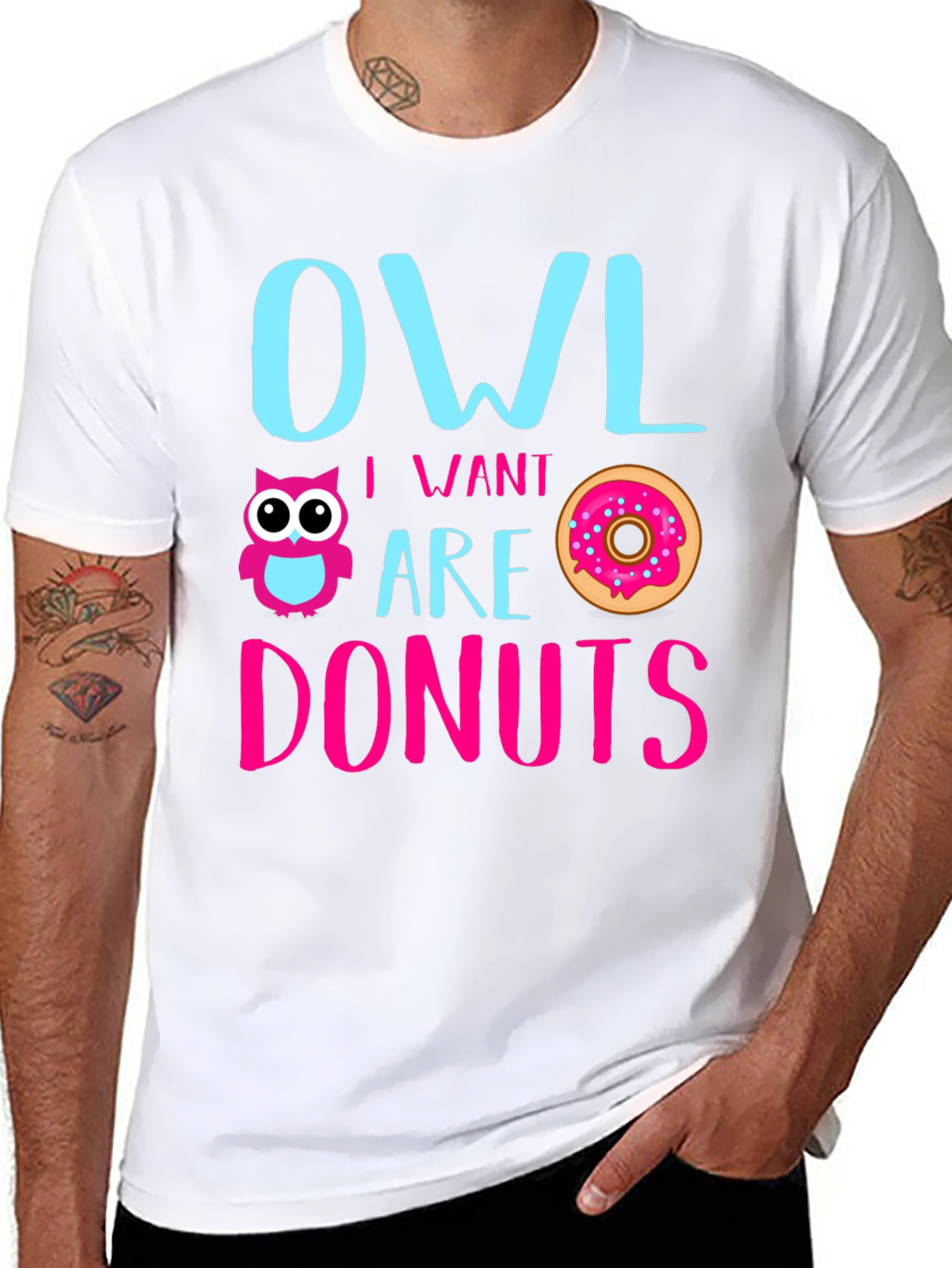 Owl I Want Are Donuts Funny Graphic T-Shirt