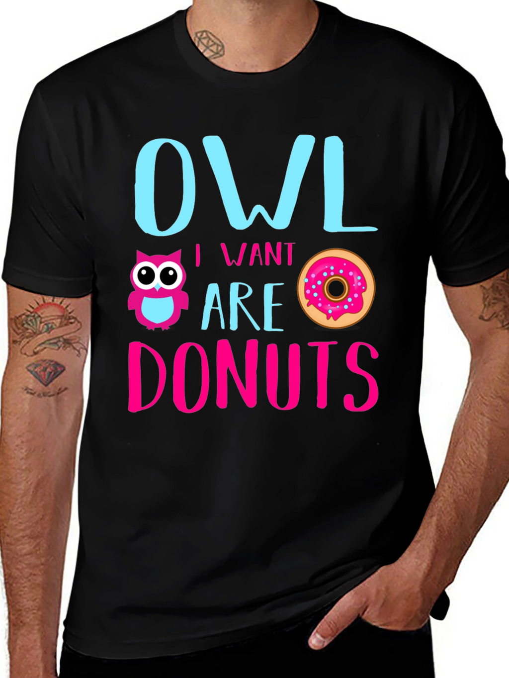 Owl I Want Are Donuts Funny Graphic T-Shirt