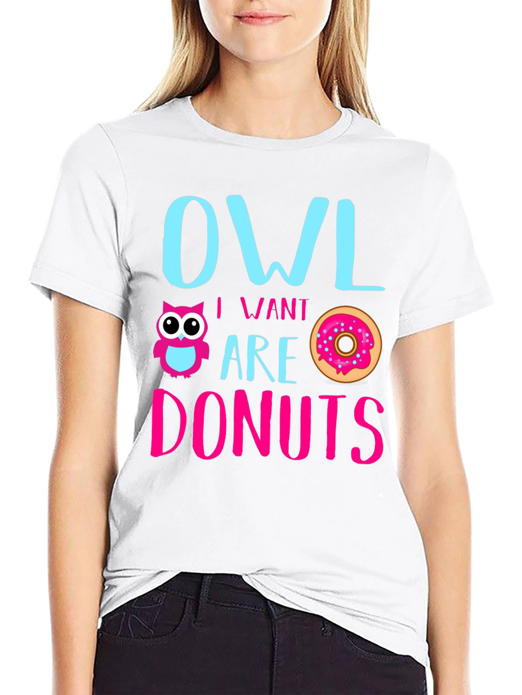 Owl I Want Are Donuts Funny Graphic T-Shirt