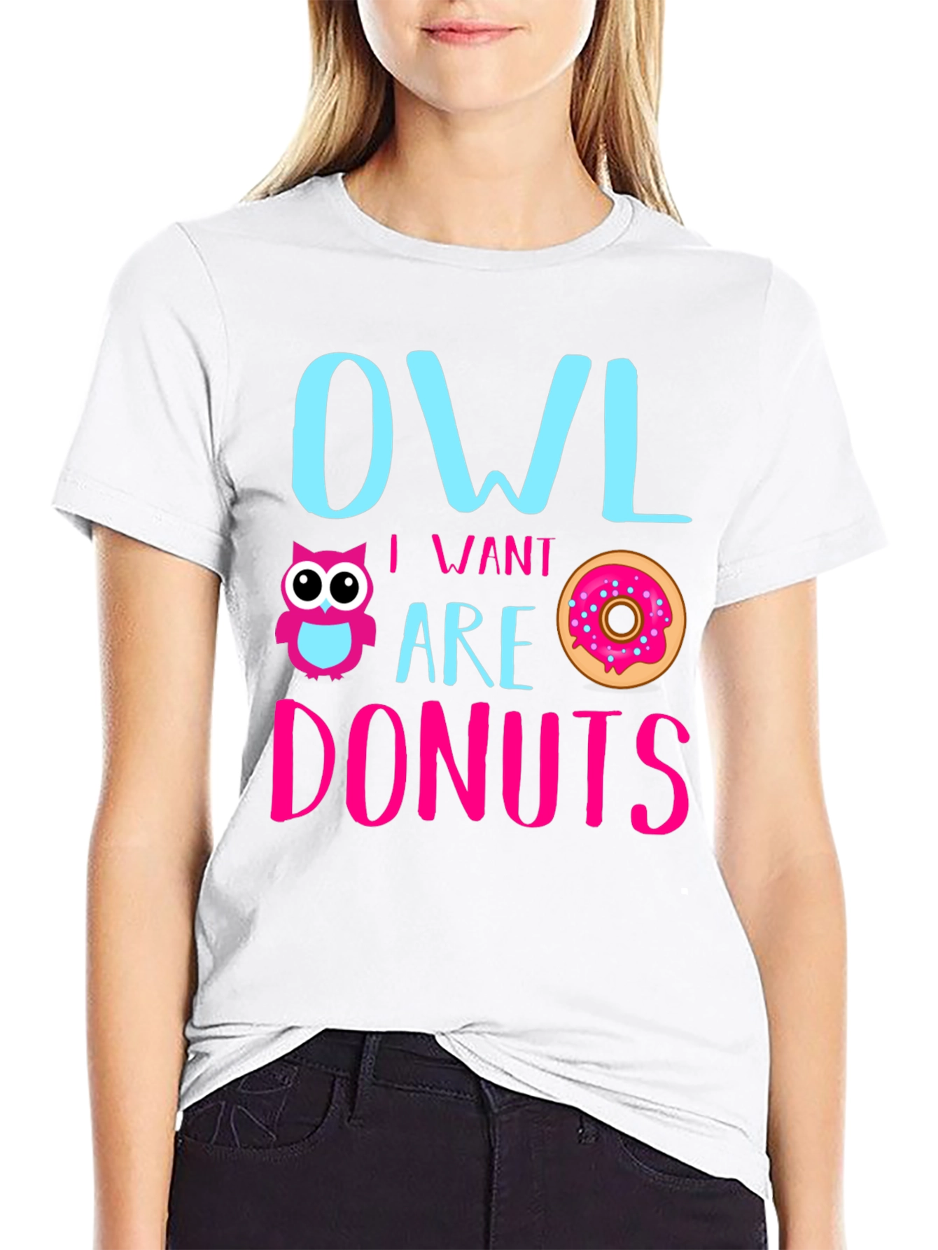 Owl I Want Are Donuts Funny Graphic T-Shirt
