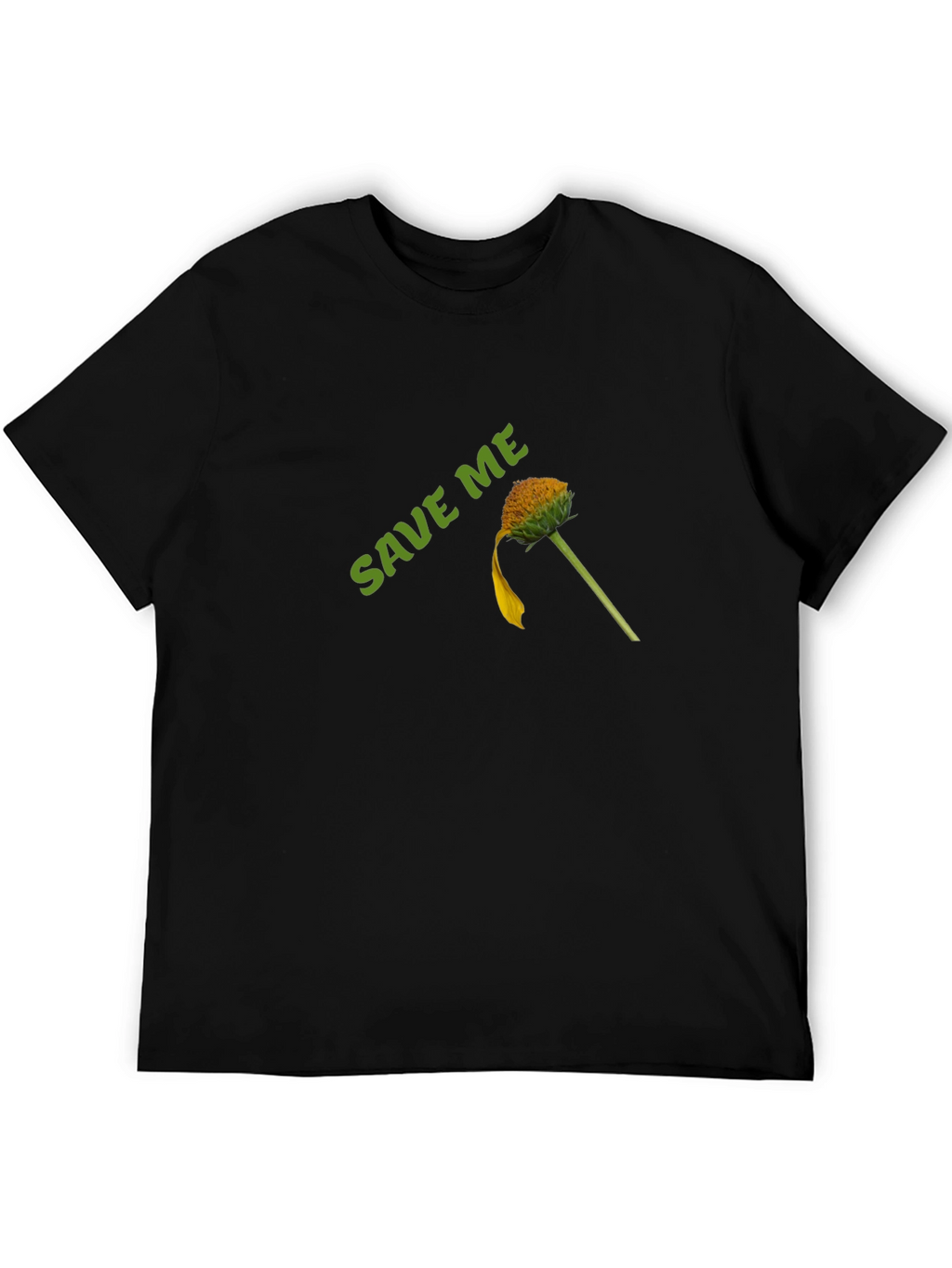 Save Me Black Cotton Tee with Flower Graphic
