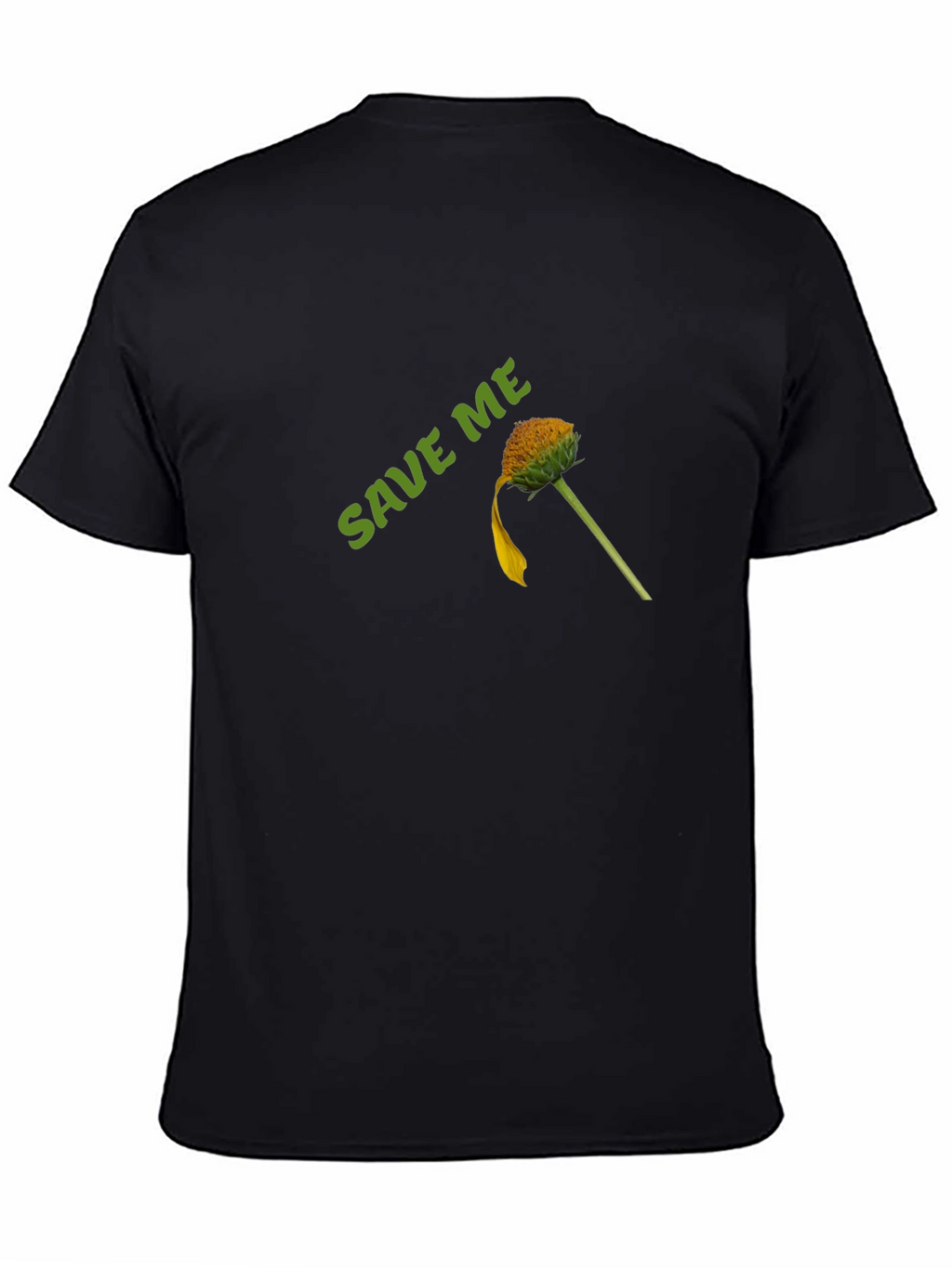 Save Me Black Cotton Tee with Flower Graphic