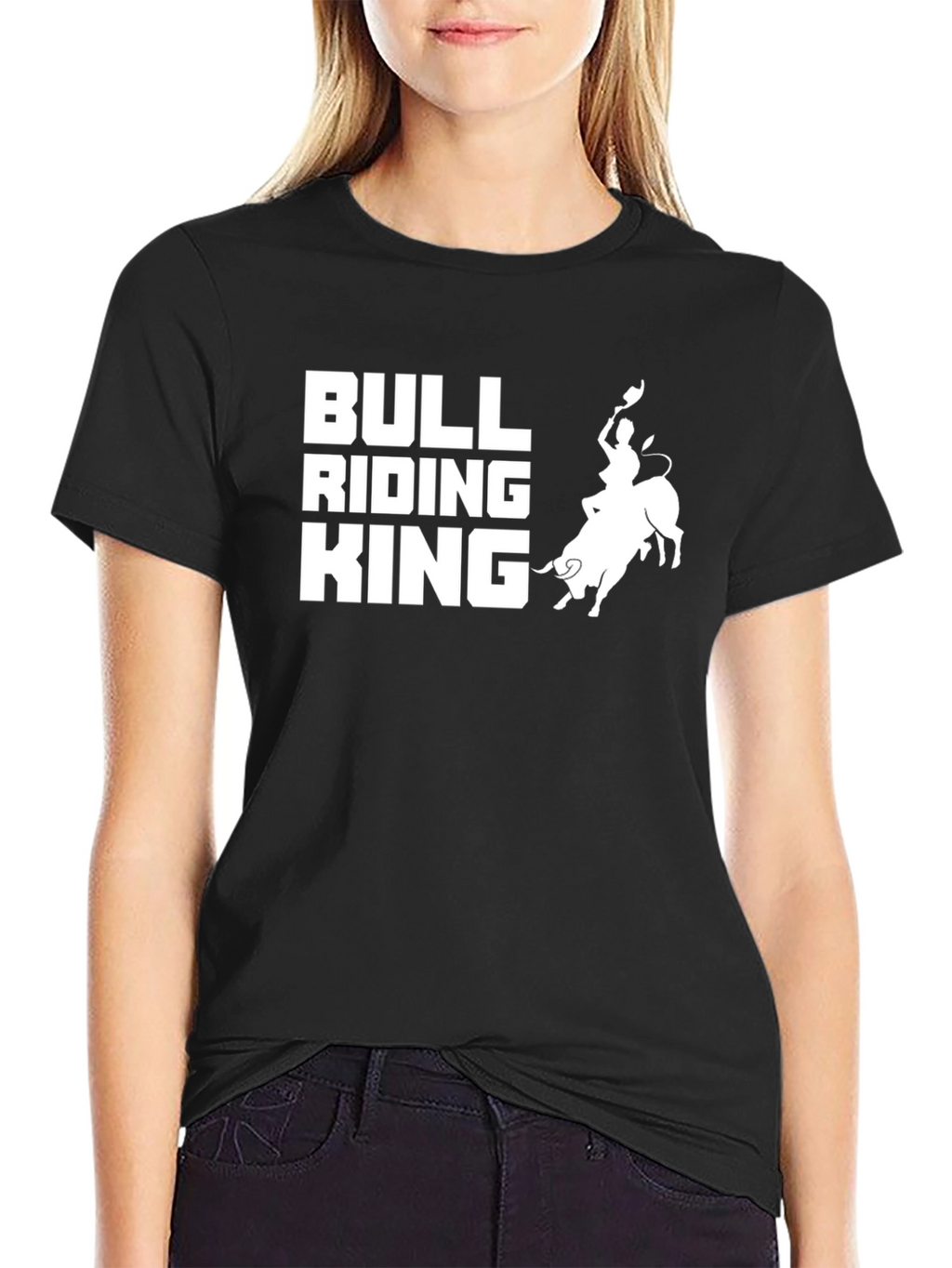 Bull Riding King Graphic Tee - Black Cotton T-Shirt