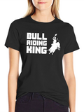Bull Riding King Graphic Tee - Black Cotton T-Shirt