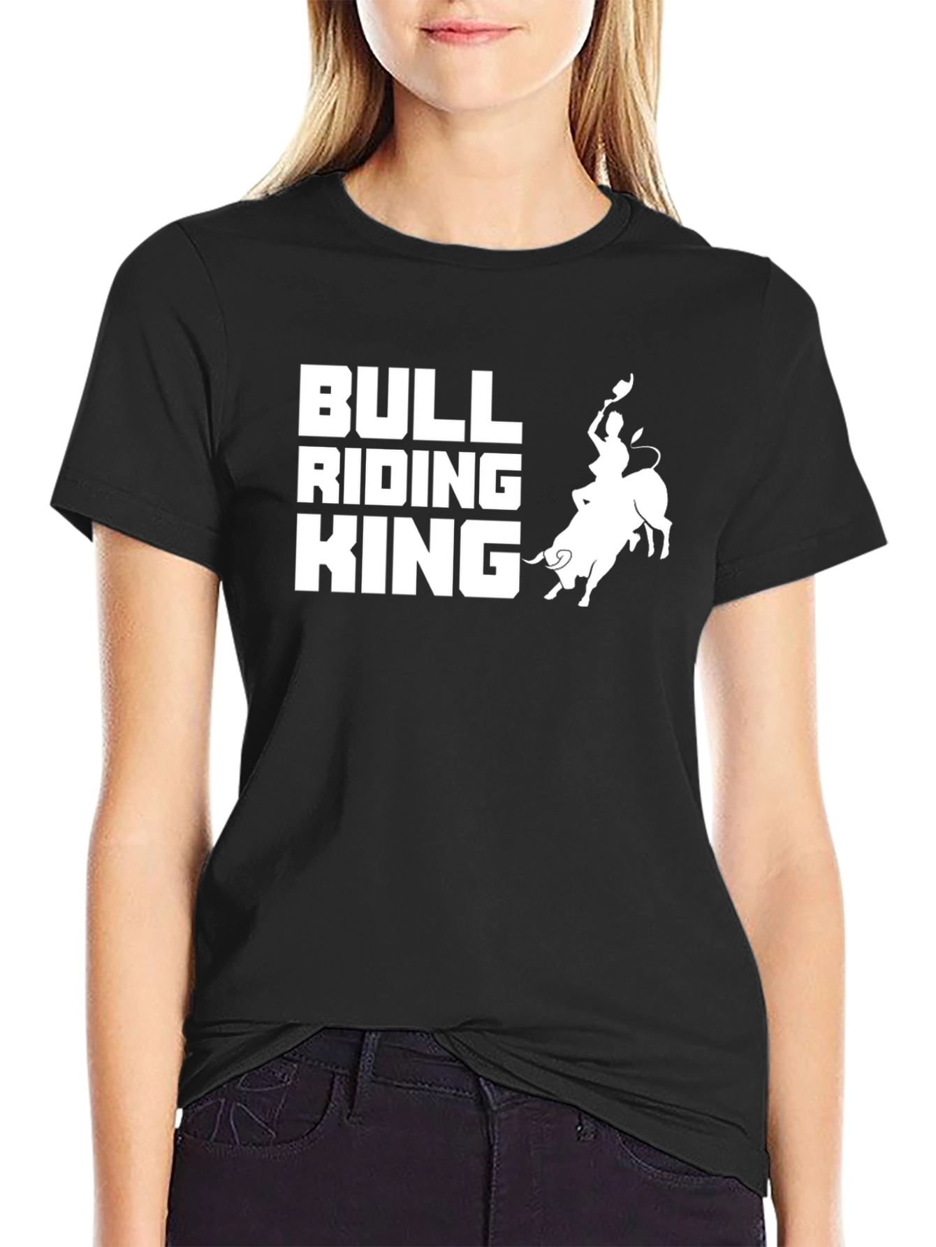 Bull Riding King Graphic Tee - Black Cotton T-Shirt