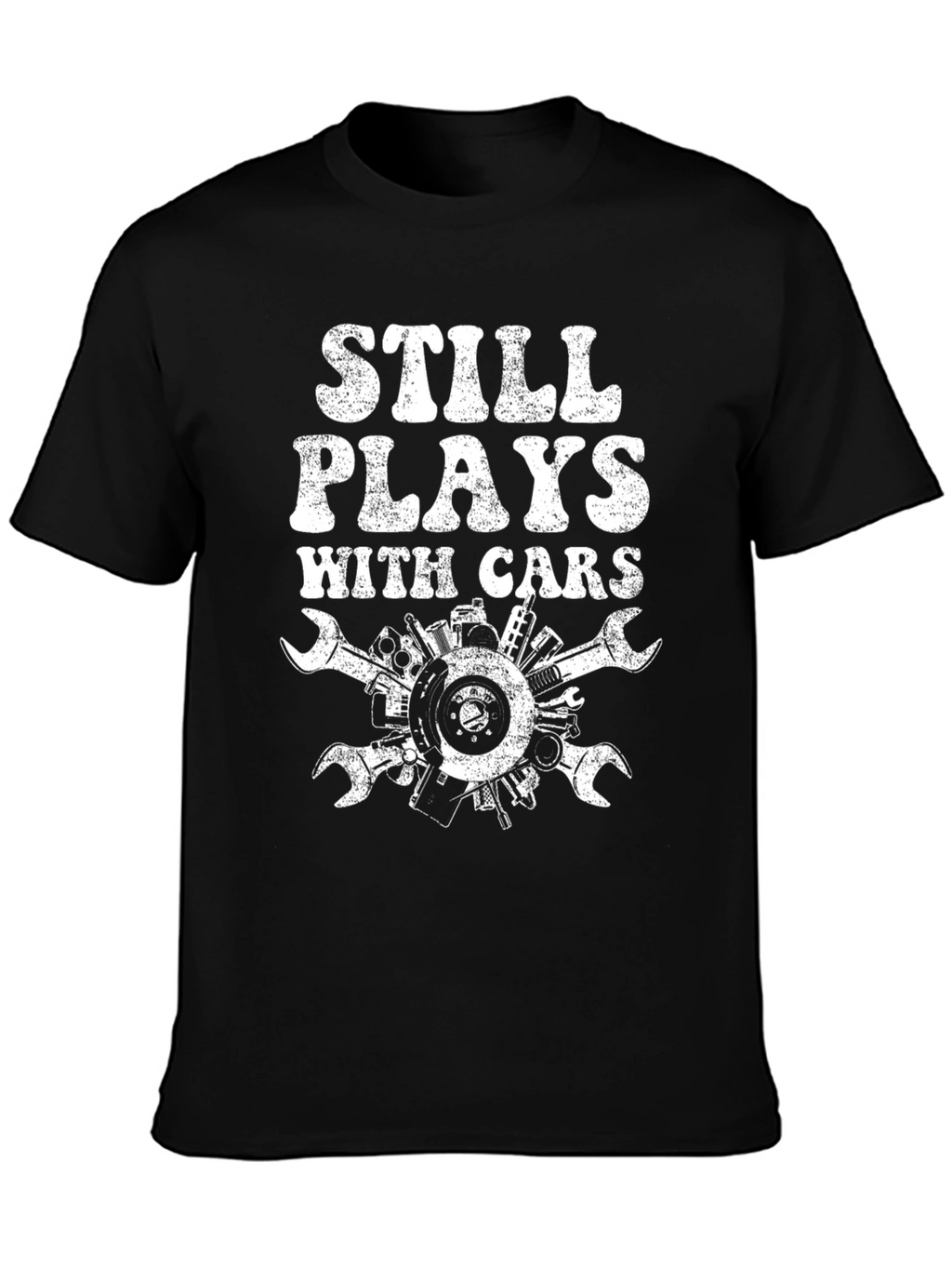 Still Plays With Cars Black Graphic T-Shirt