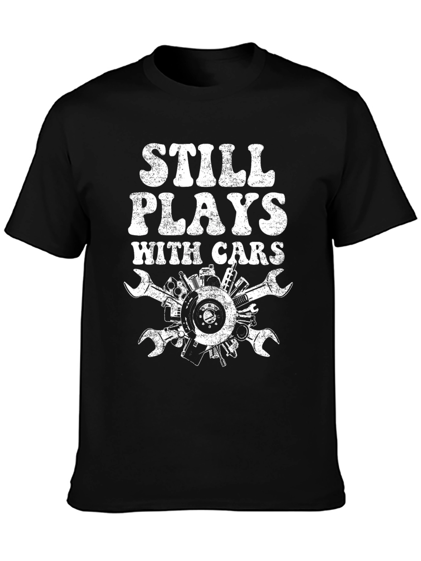 Still Plays With Cars Black Graphic T-Shirt