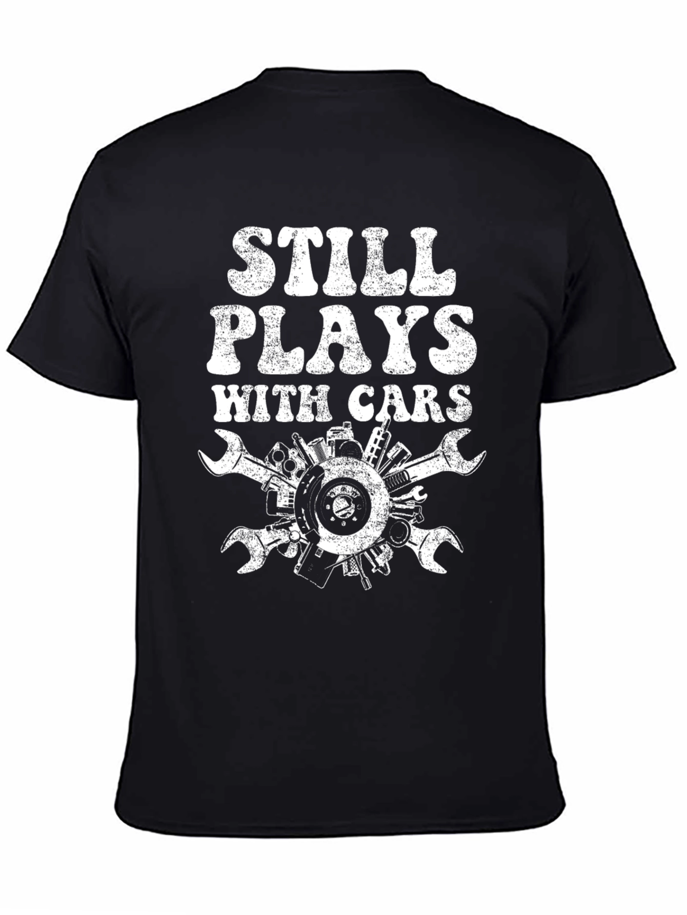 Still Plays With Cars Black Graphic T-Shirt