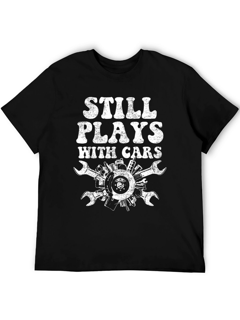 Still Plays With Cars Black Graphic T-Shirt