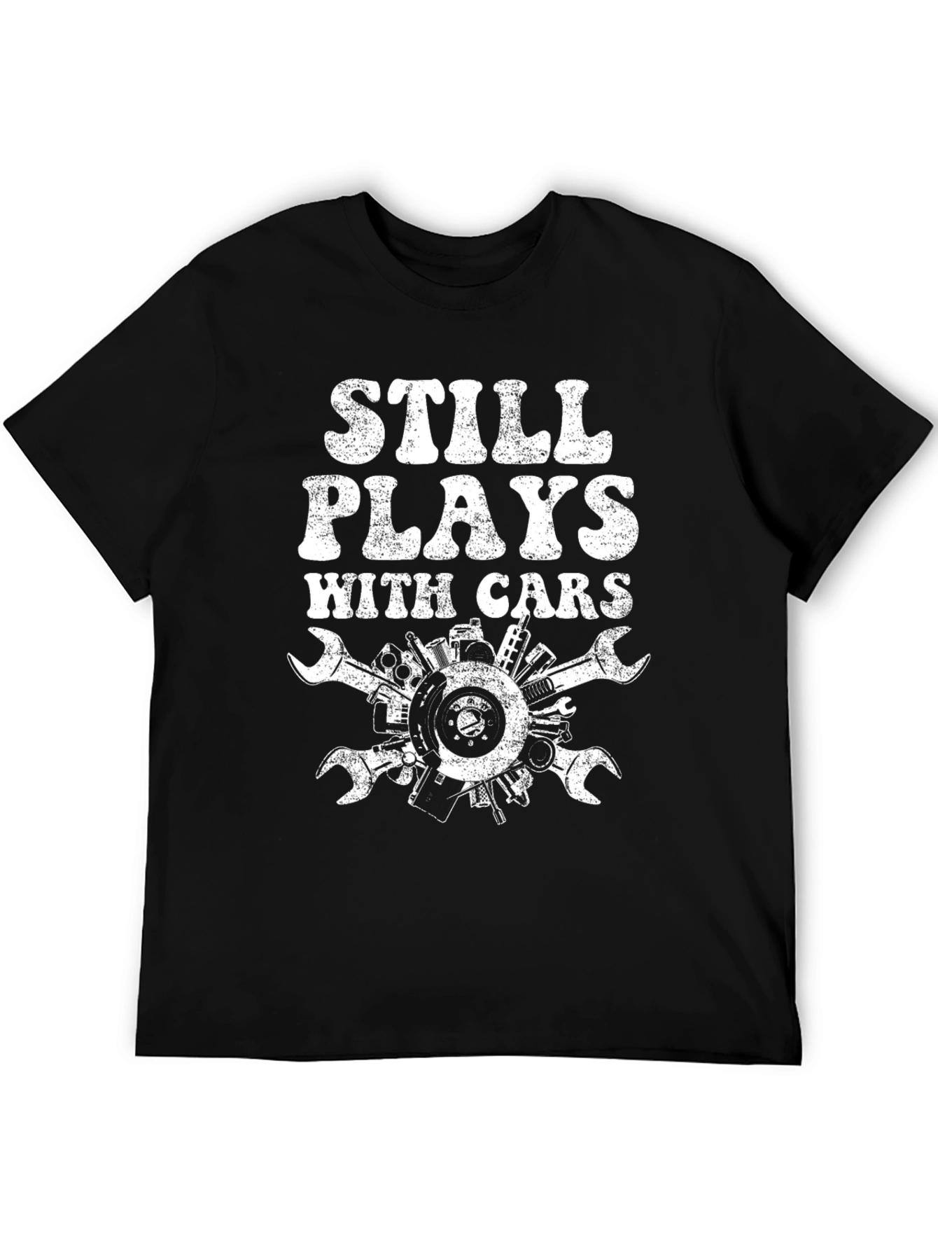 Still Plays With Cars Black Graphic T-Shirt