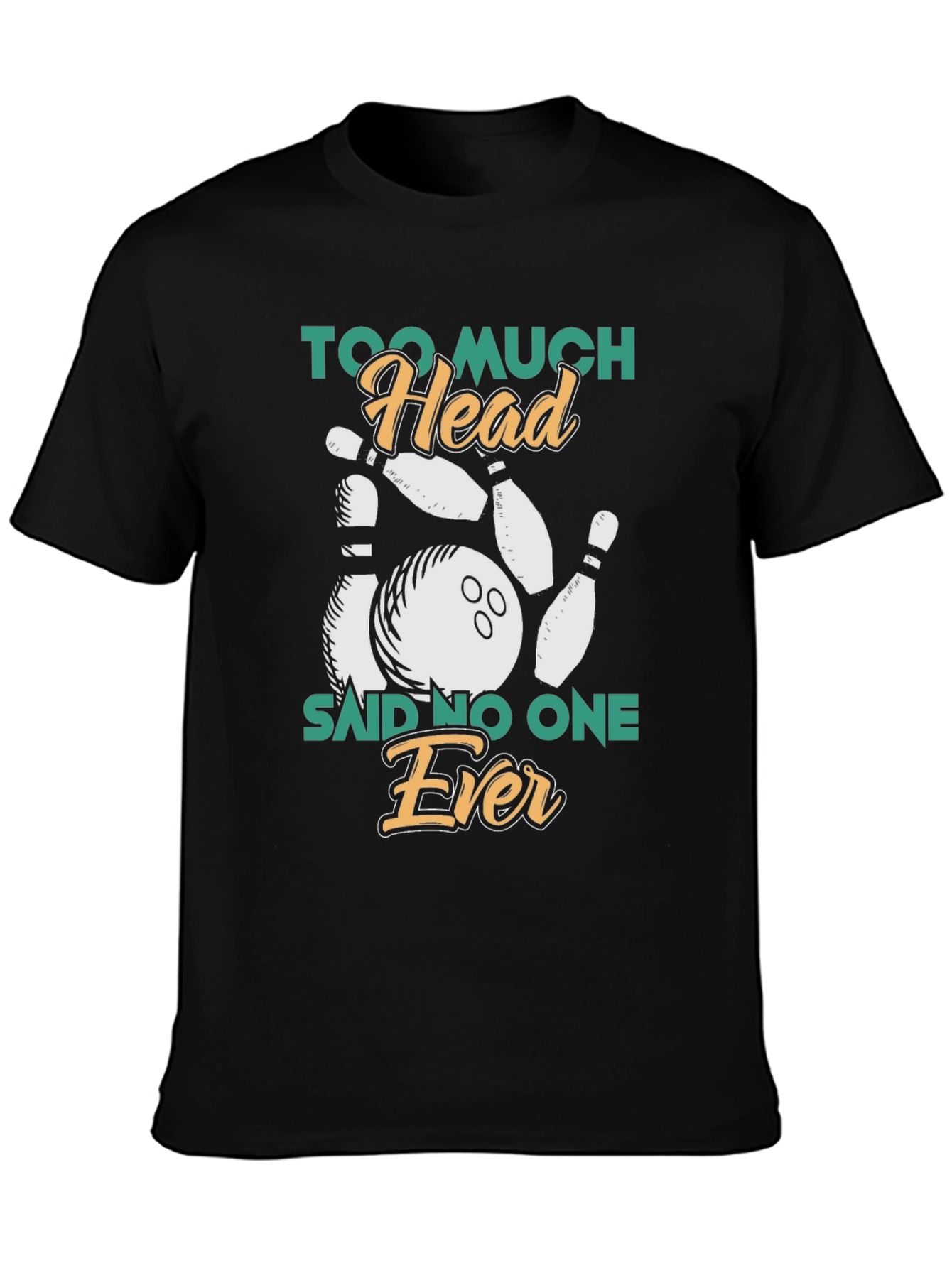 Too Much Head Bowling Graphic T-Shirt