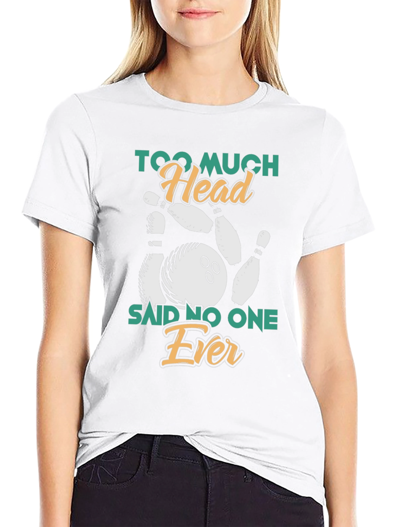 Too Much Head Bowling Graphic T-Shirt
