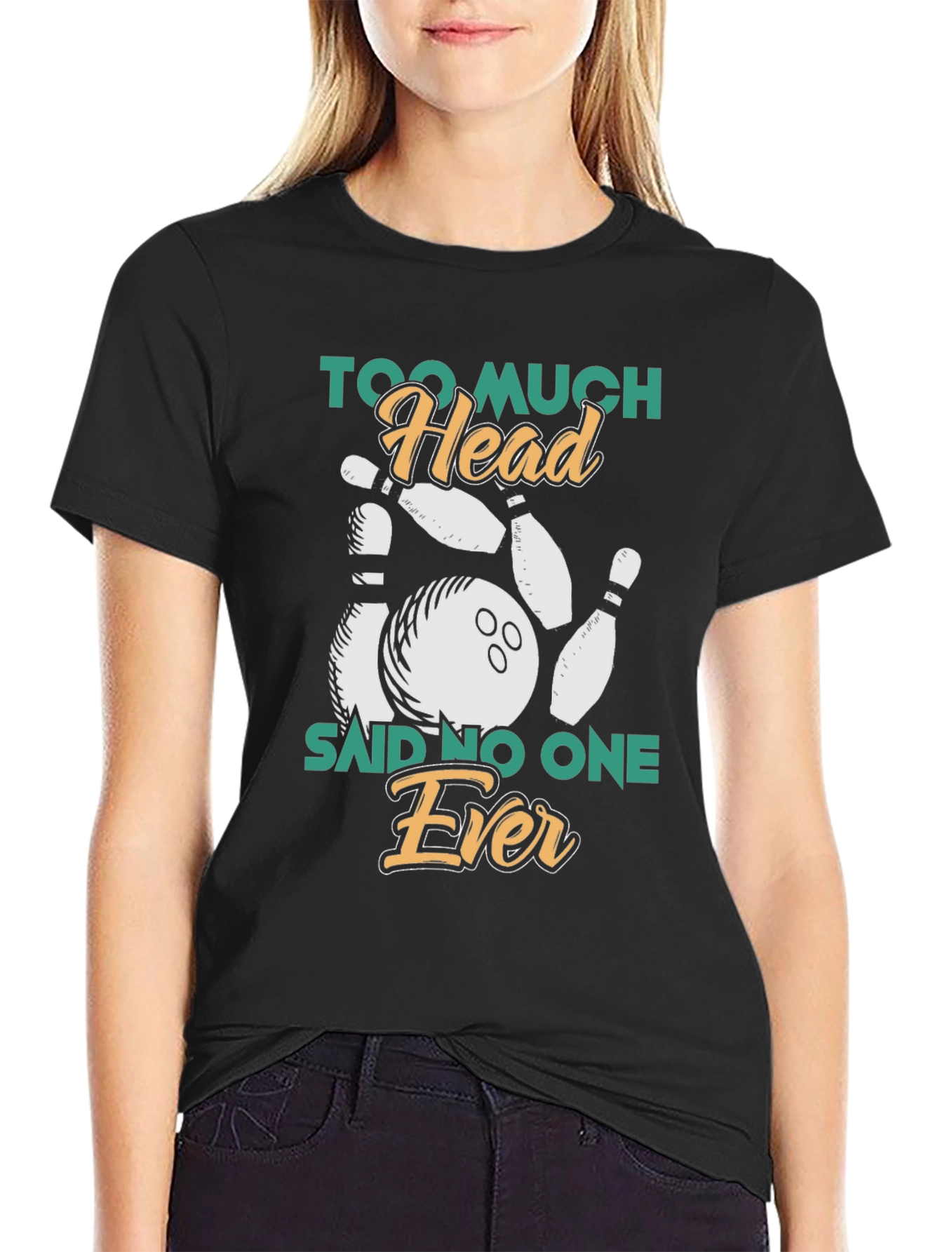 Too Much Head Bowling Graphic T-Shirt