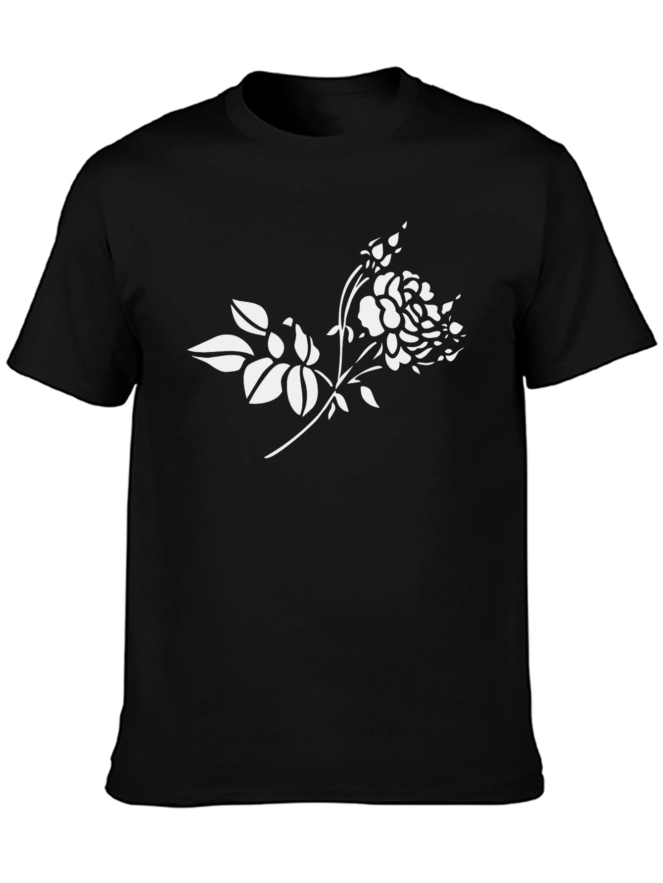 Floral Print Black T-Shirt for Men