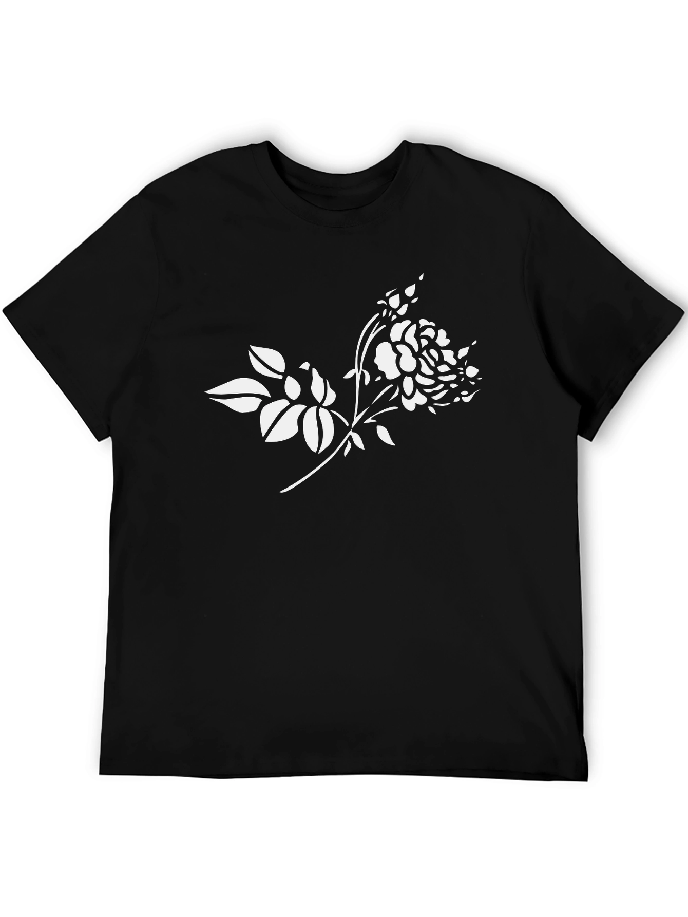 Floral Print Black T-Shirt for Men