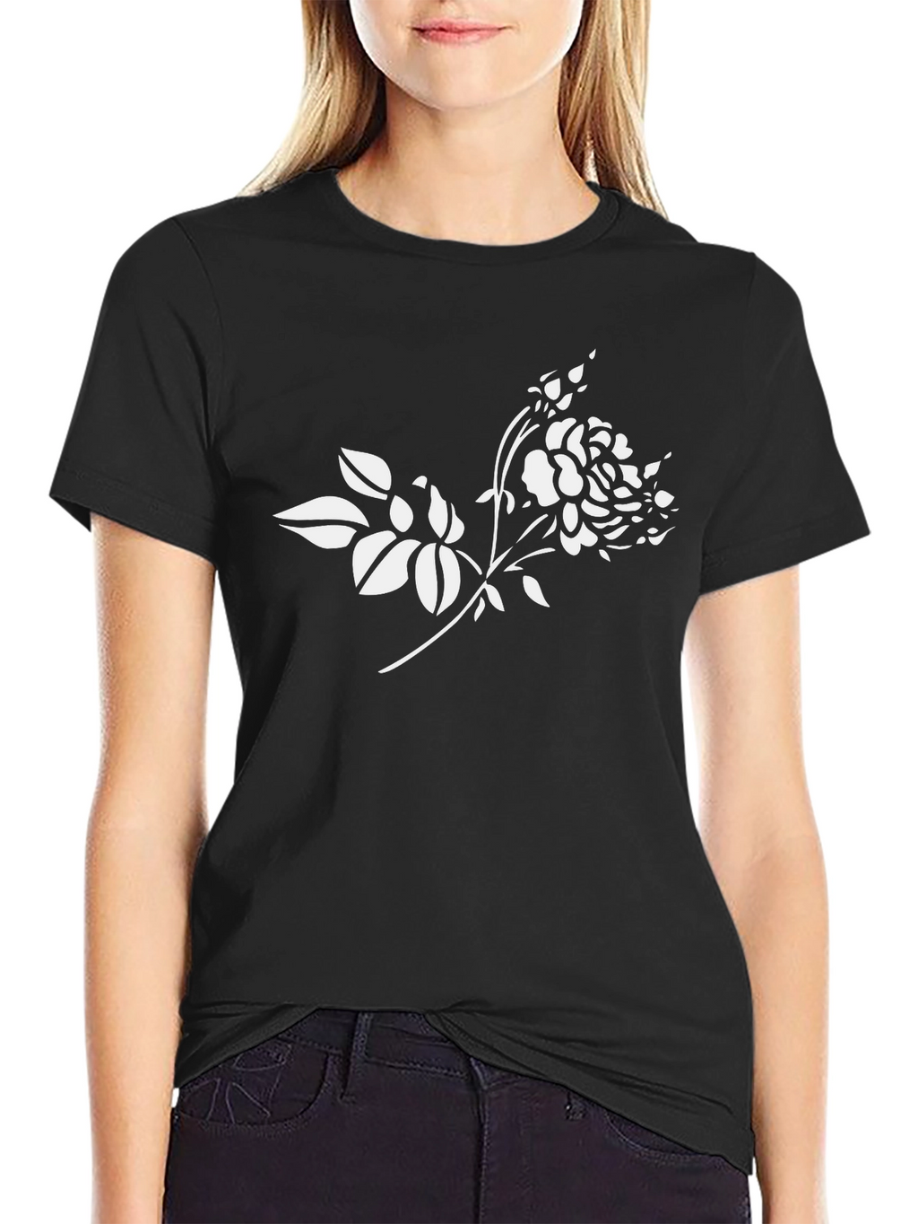 Floral Print Black T-Shirt for Men
