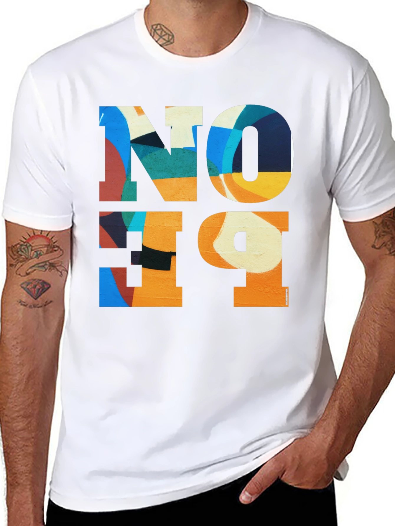 Abstract Art Tee: Colorful NO+19 Graphic T-Shirt