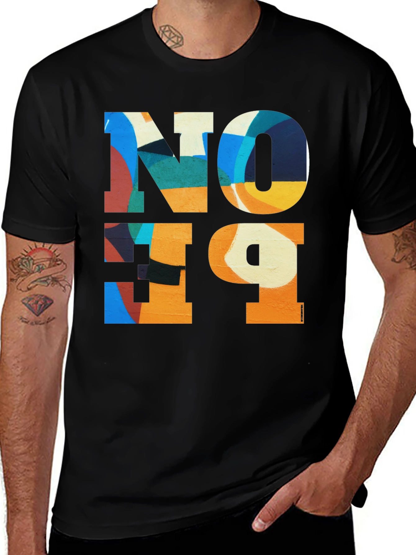 Abstract Art Tee: Colorful NO+19 Graphic T-Shirt