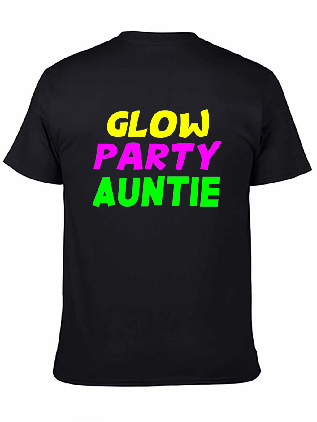 Glow Party Auntie Black Graphic Tee
