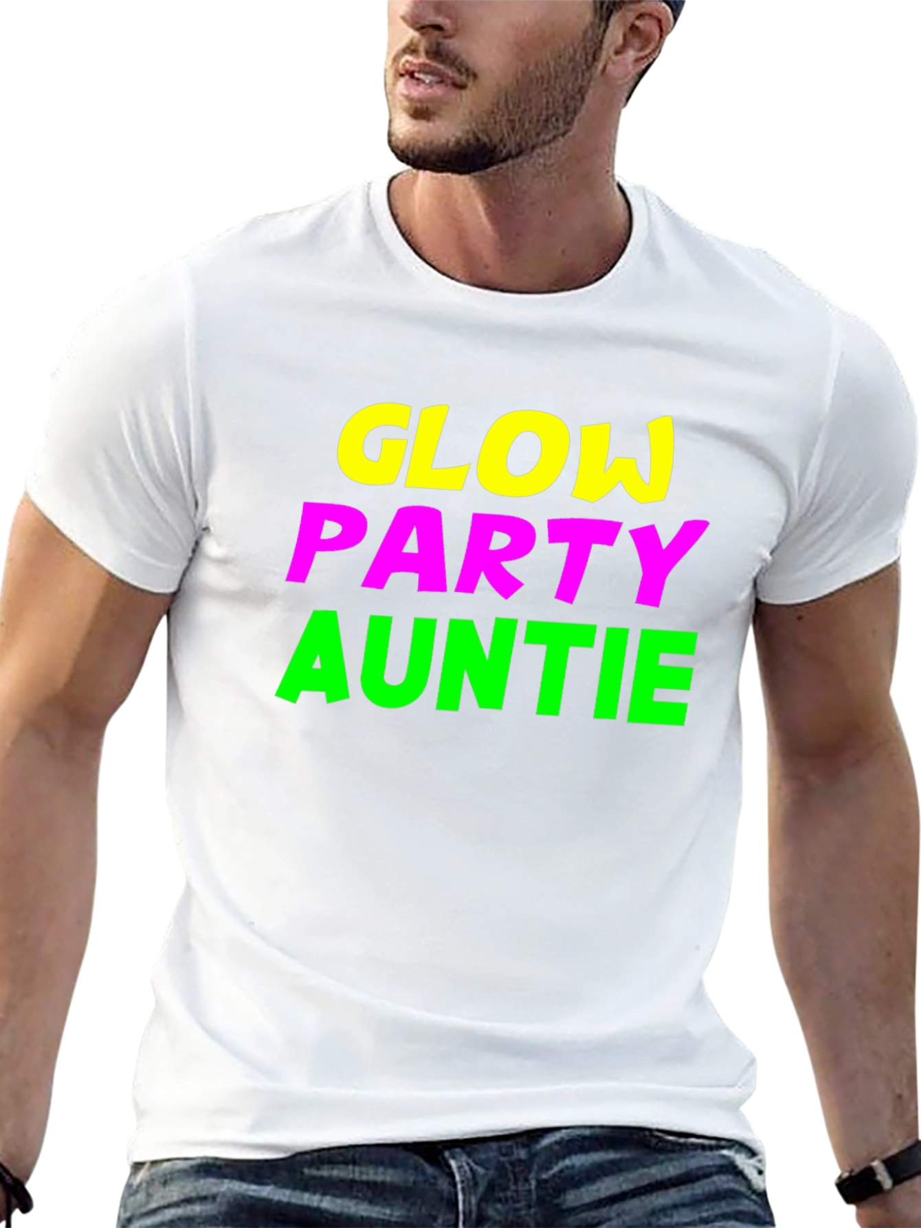 Glow Party Auntie Black Graphic Tee