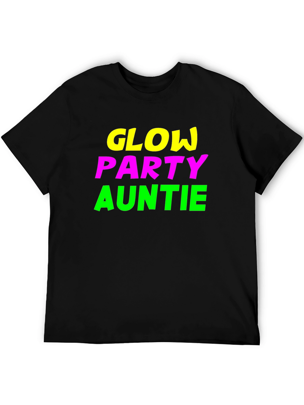Glow Party Auntie Black Graphic Tee