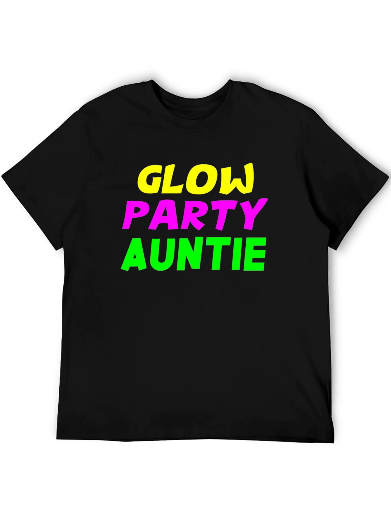 Glow Party Auntie Black Graphic Tee
